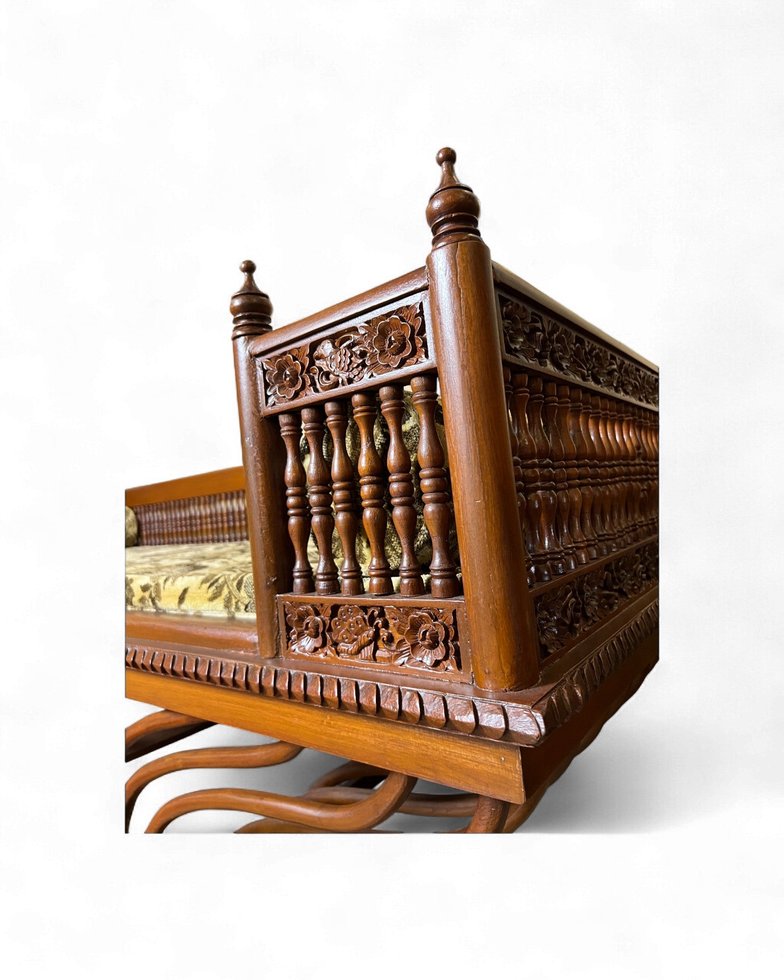 Hand-Carved Burmese Daybed with Phoenix Motifs - Surround Living