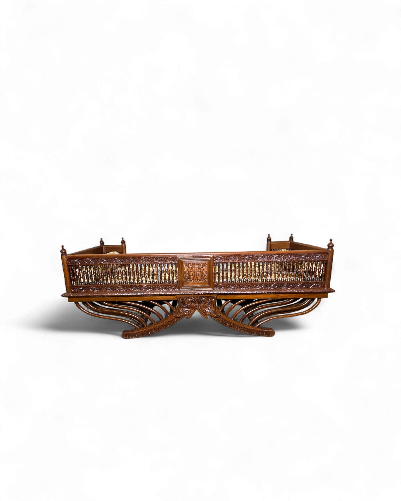 Hand-Carved Burmese Daybed with Phoenix Motifs - Surround Living