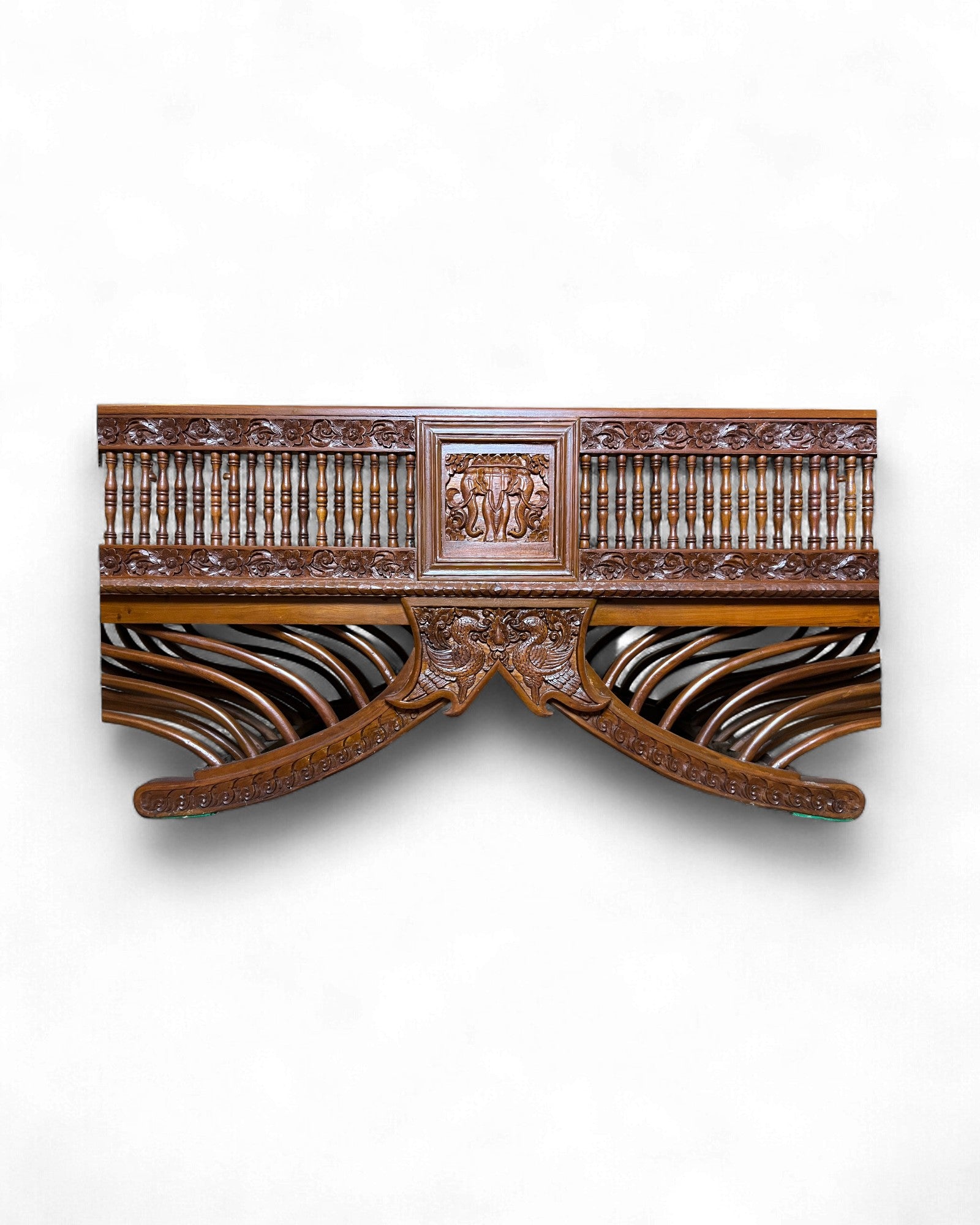 Hand-Carved Burmese Daybed with Phoenix Motifs - Surround Living