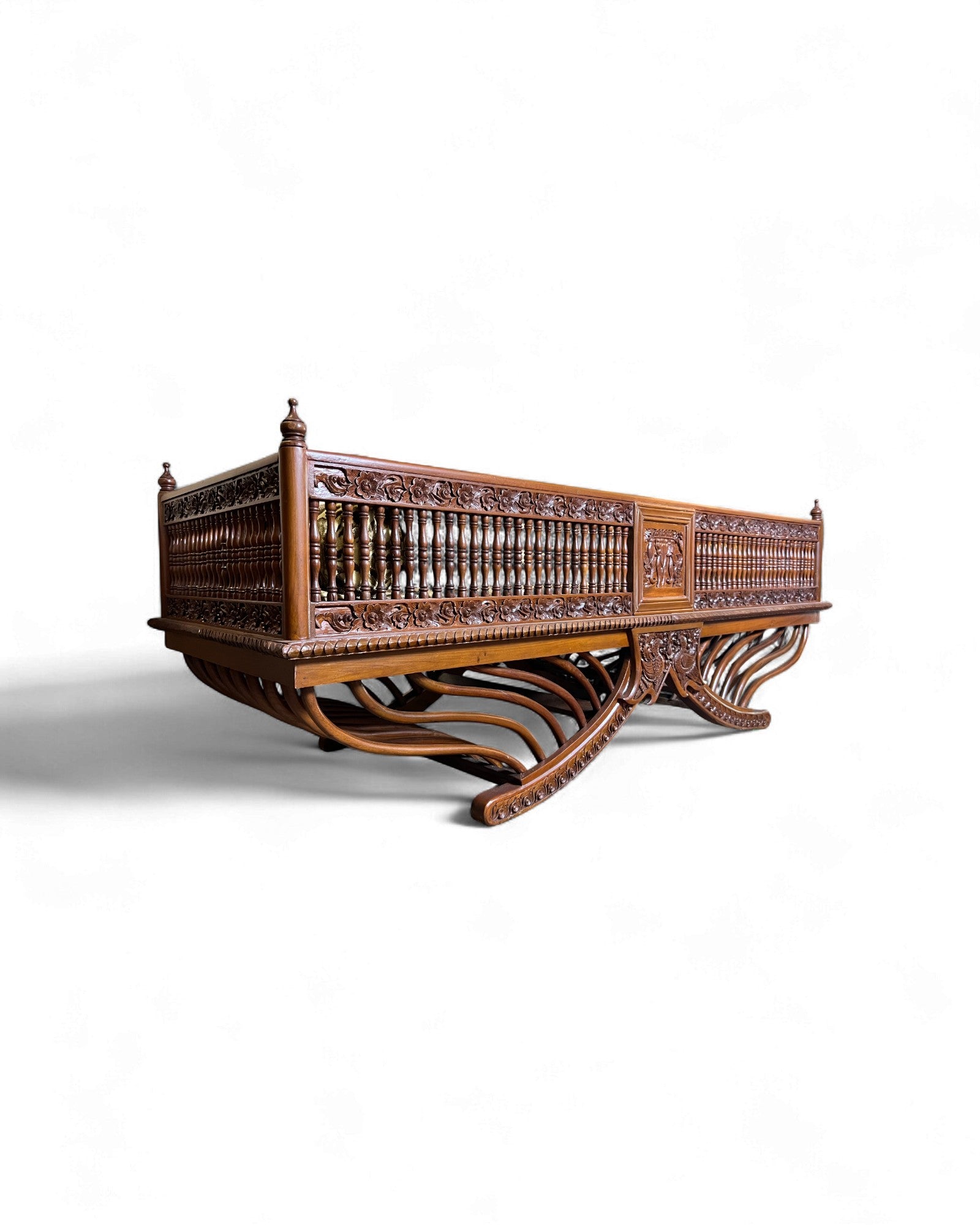 Hand-Carved Burmese Daybed with Phoenix Motifs - Surround Living