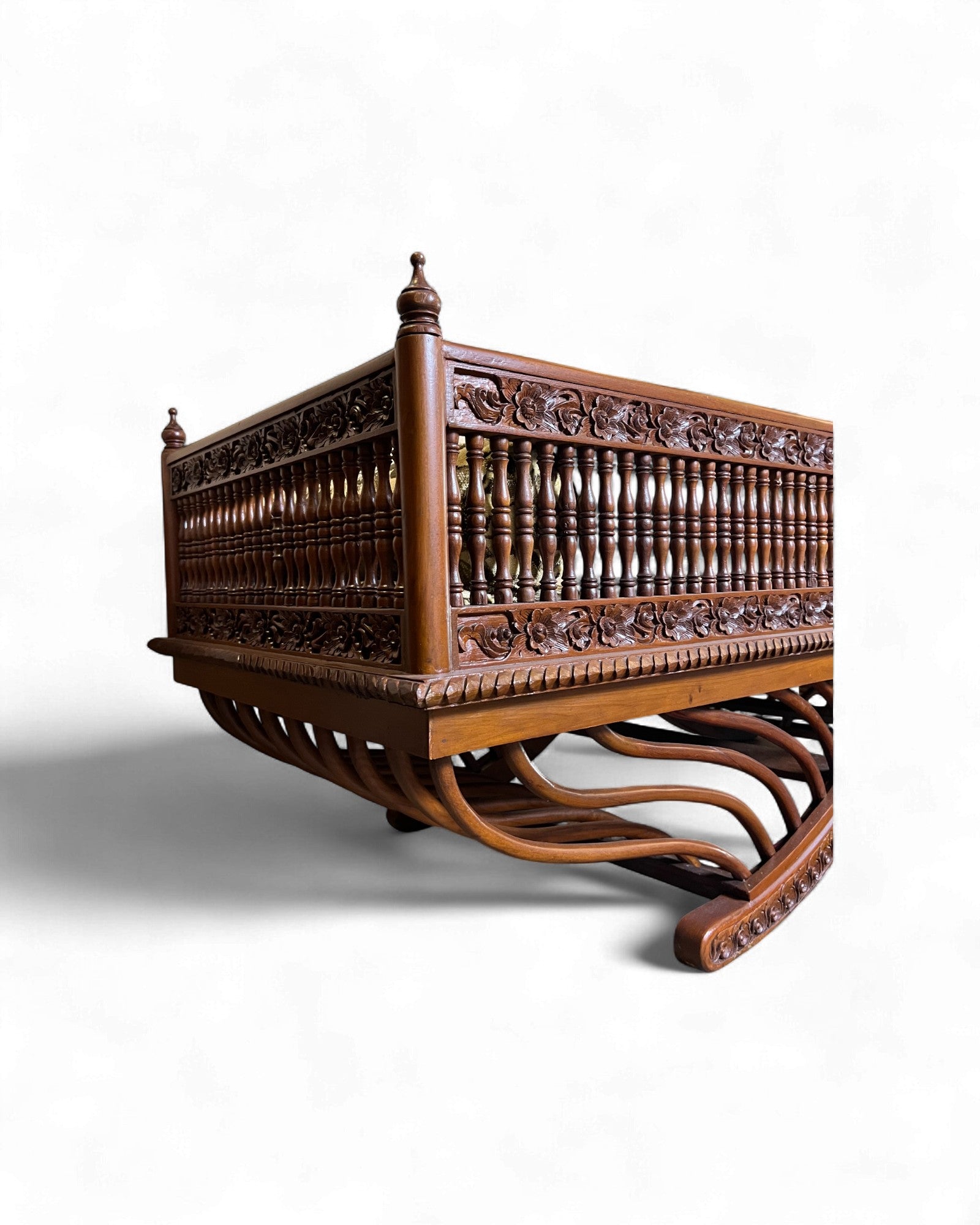 Hand-Carved Burmese Daybed with Phoenix Motifs - Surround Living