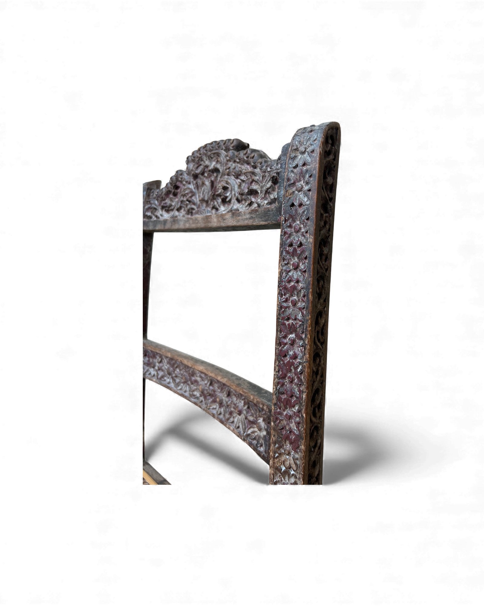 Burmese Lacquered Teak Carved Indian - Style Rattan Chair - Surround Living - 10