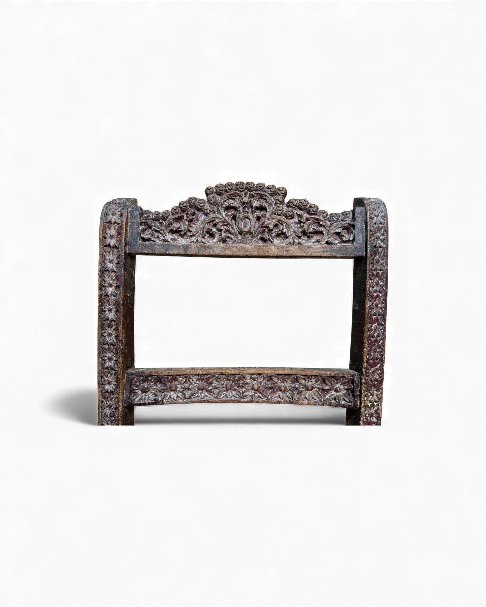 Burmese Lacquered Teak Carved Indian - Style Rattan Chair - Surround Living - 15