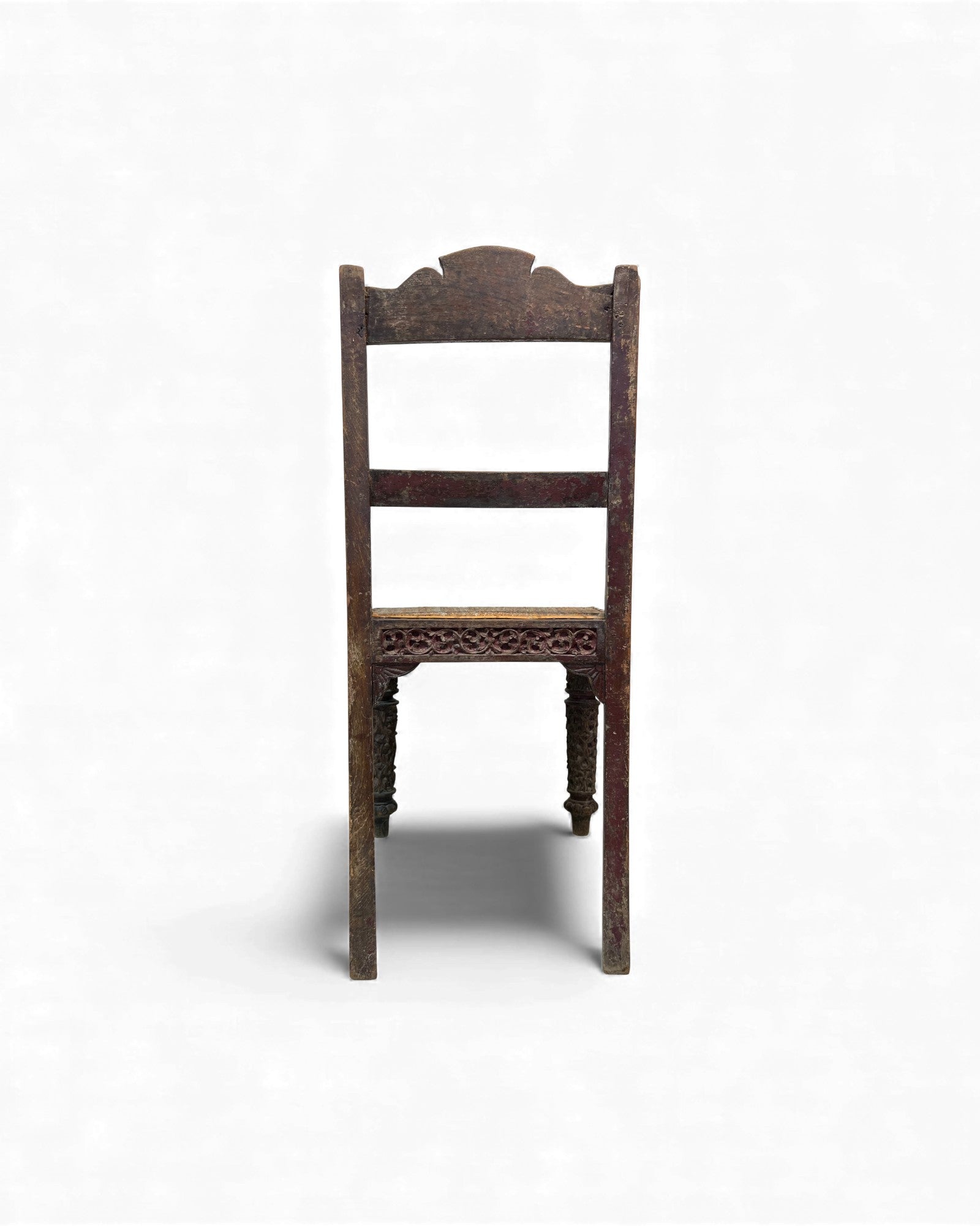 Burmese Lacquered Teak Carved Indian - Style Rattan Chair - Surround Living - 7