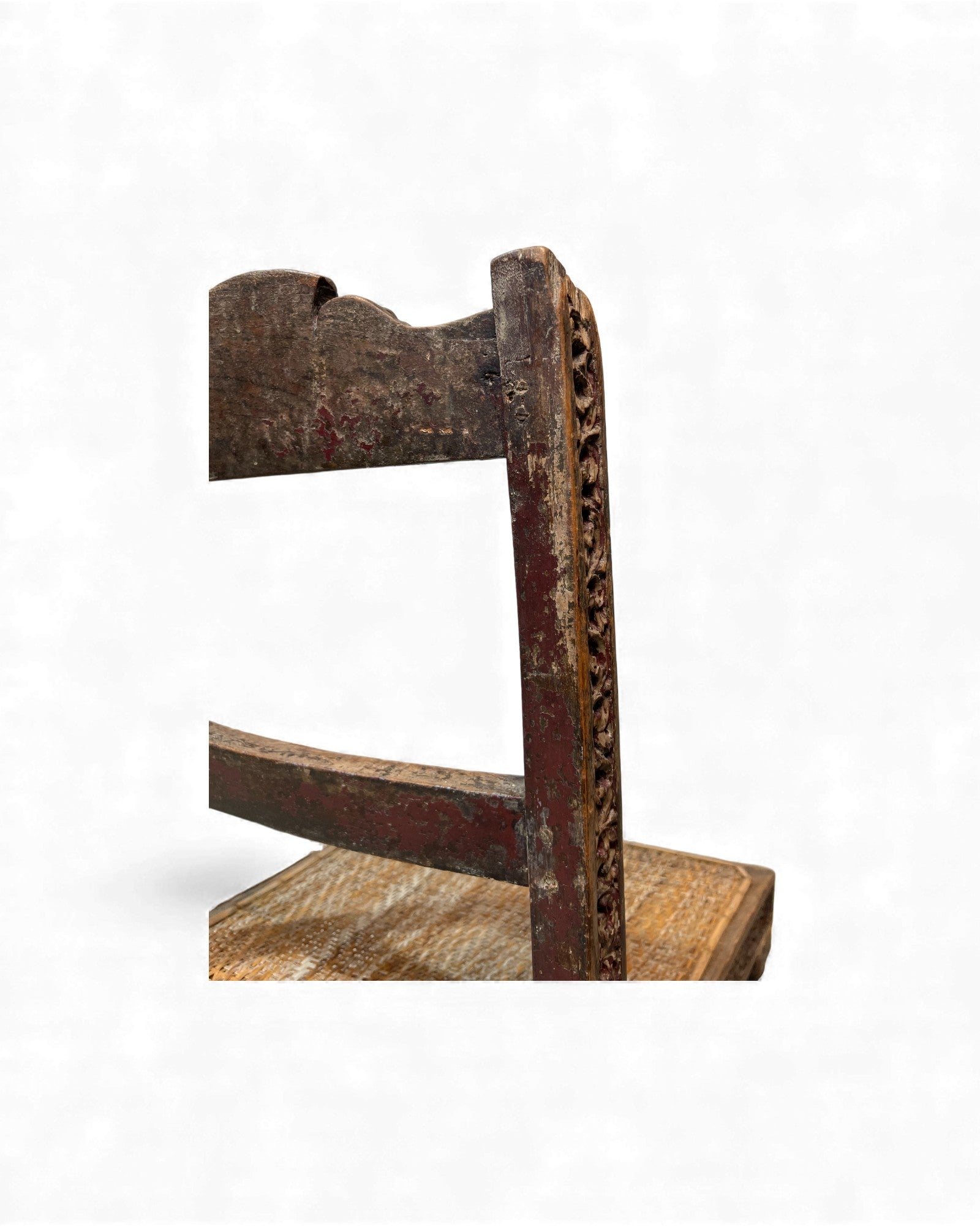 Burmese Lacquered Teak Carved Indian - Style Rattan Chair - Surround Living - 12