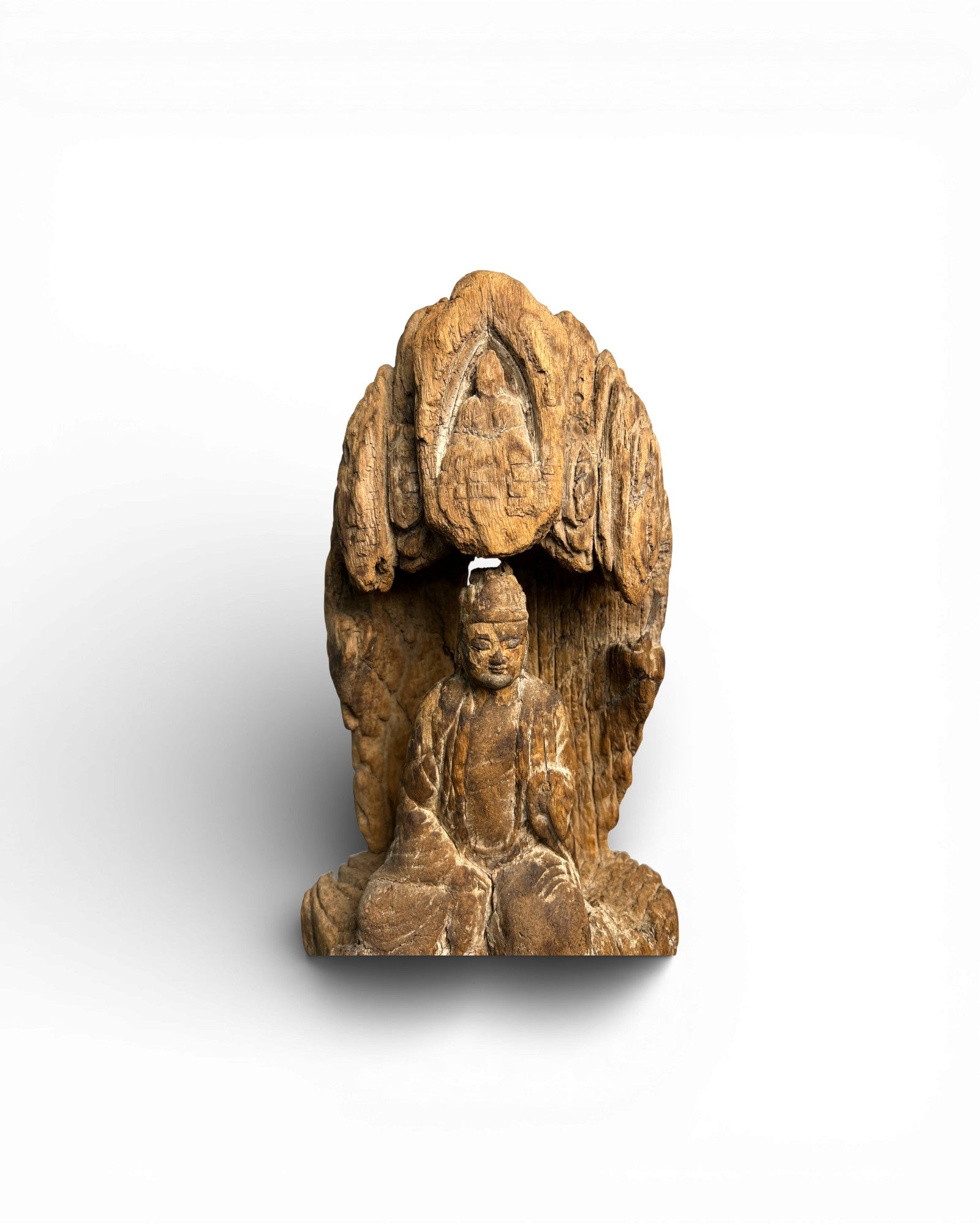 Chinese Carved Wooden Guanyin with Mandorla - Surround Living - 9