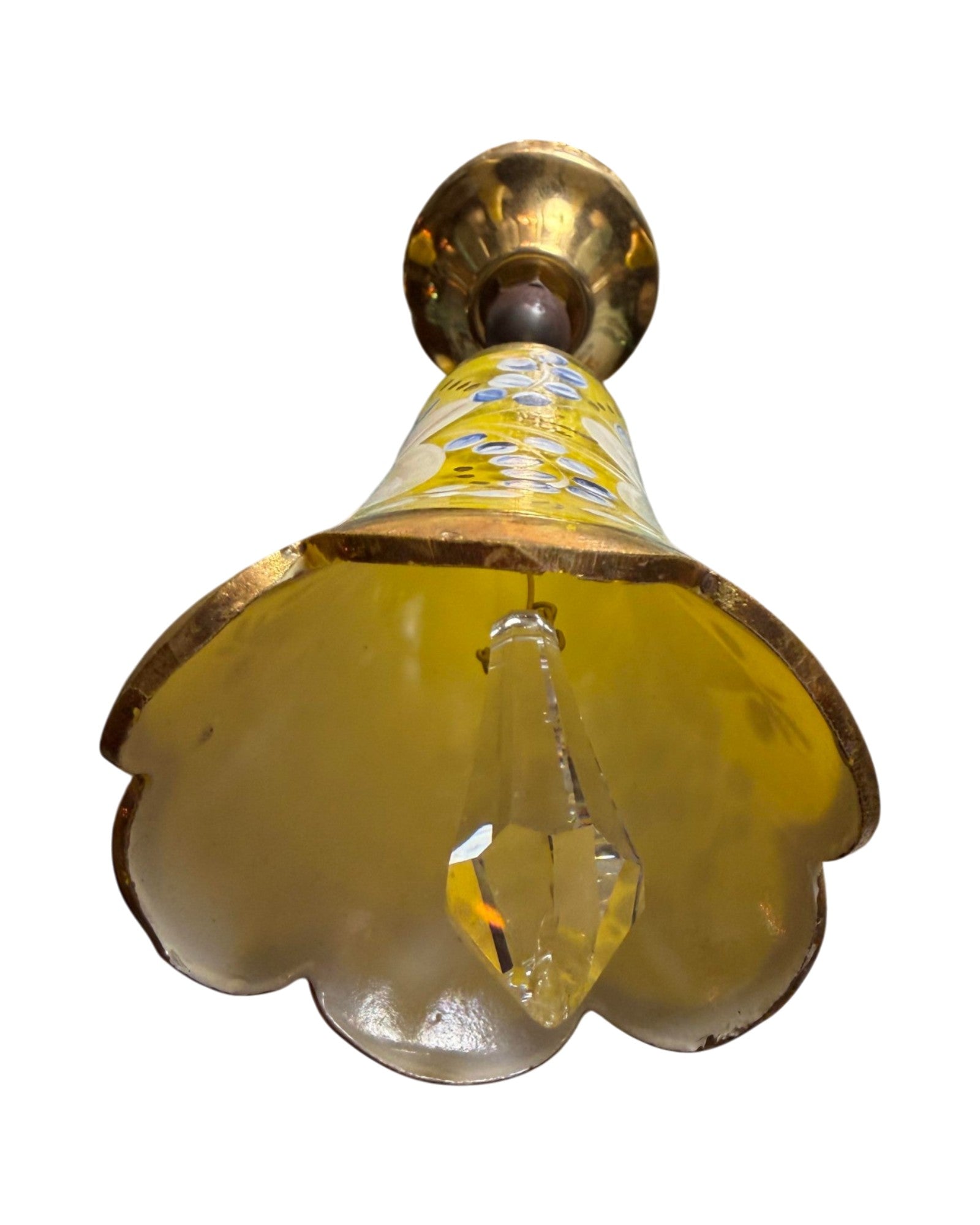 6-Arm Murano Chandelier with Yellow Flowers and Bell-Shaped Glasses
