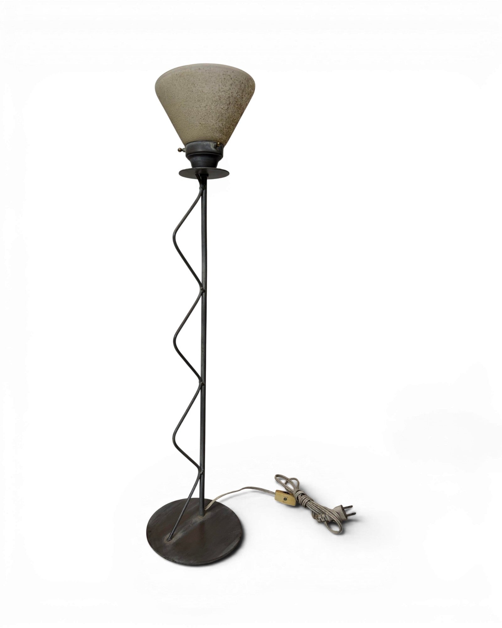 Postmodern Torchiere Wrought Iron Stem Floor Lamp