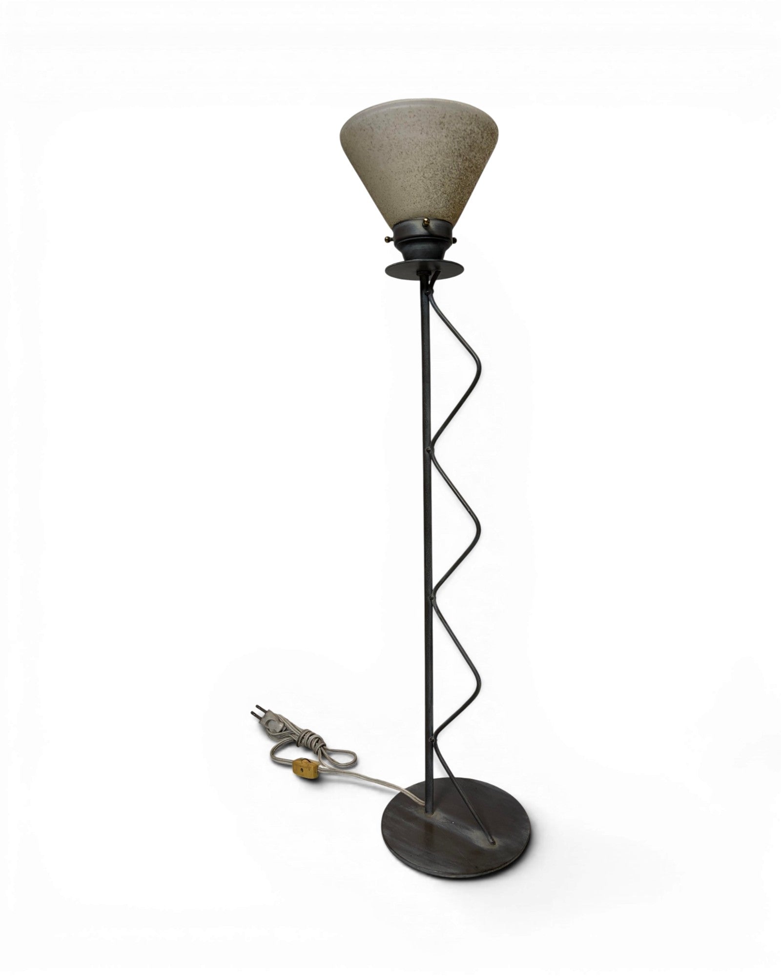 Postmodern Torchiere Wrought Iron Stem Floor Lamp