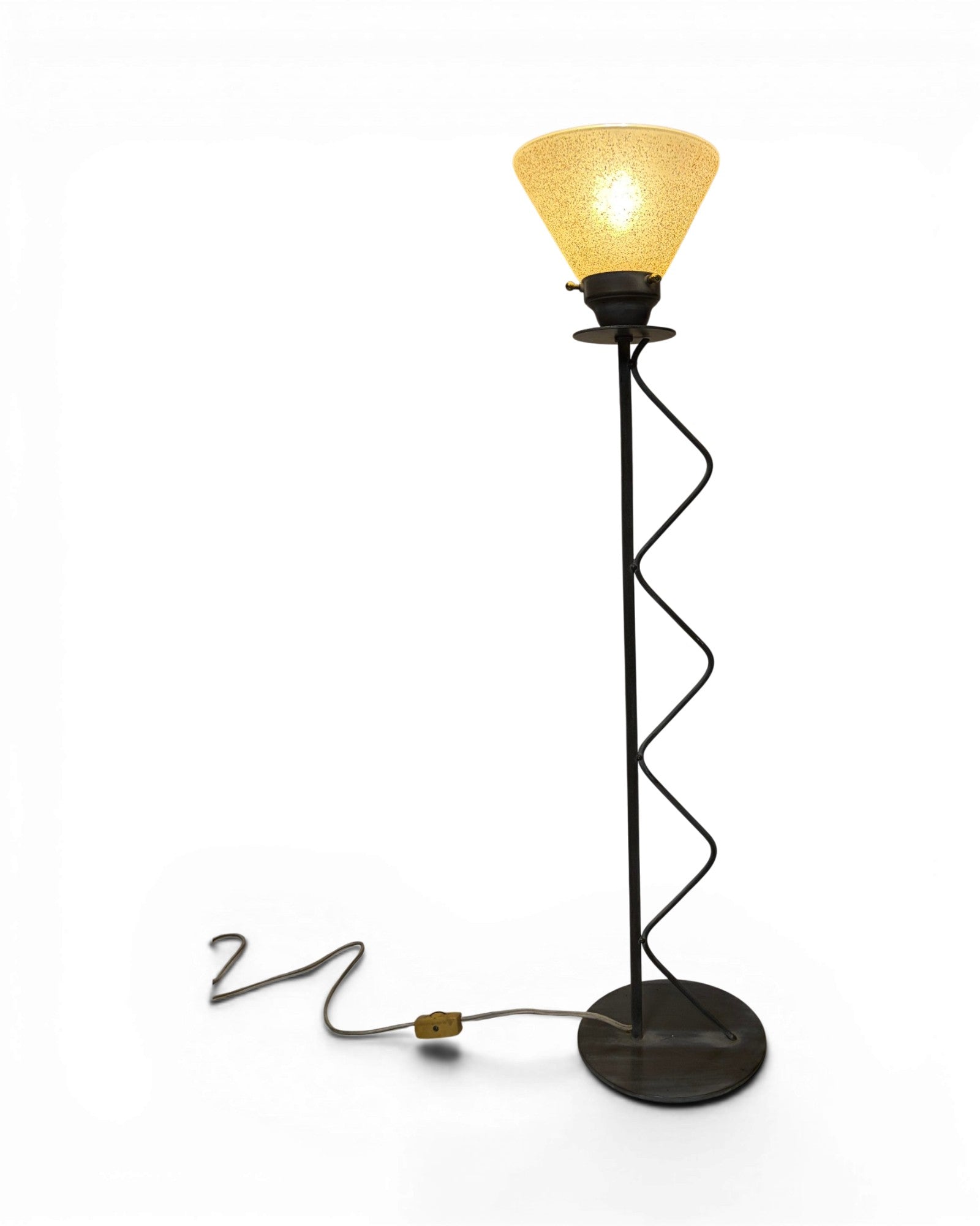Postmodern Torchiere Wrought Iron Stem Floor Lamp
