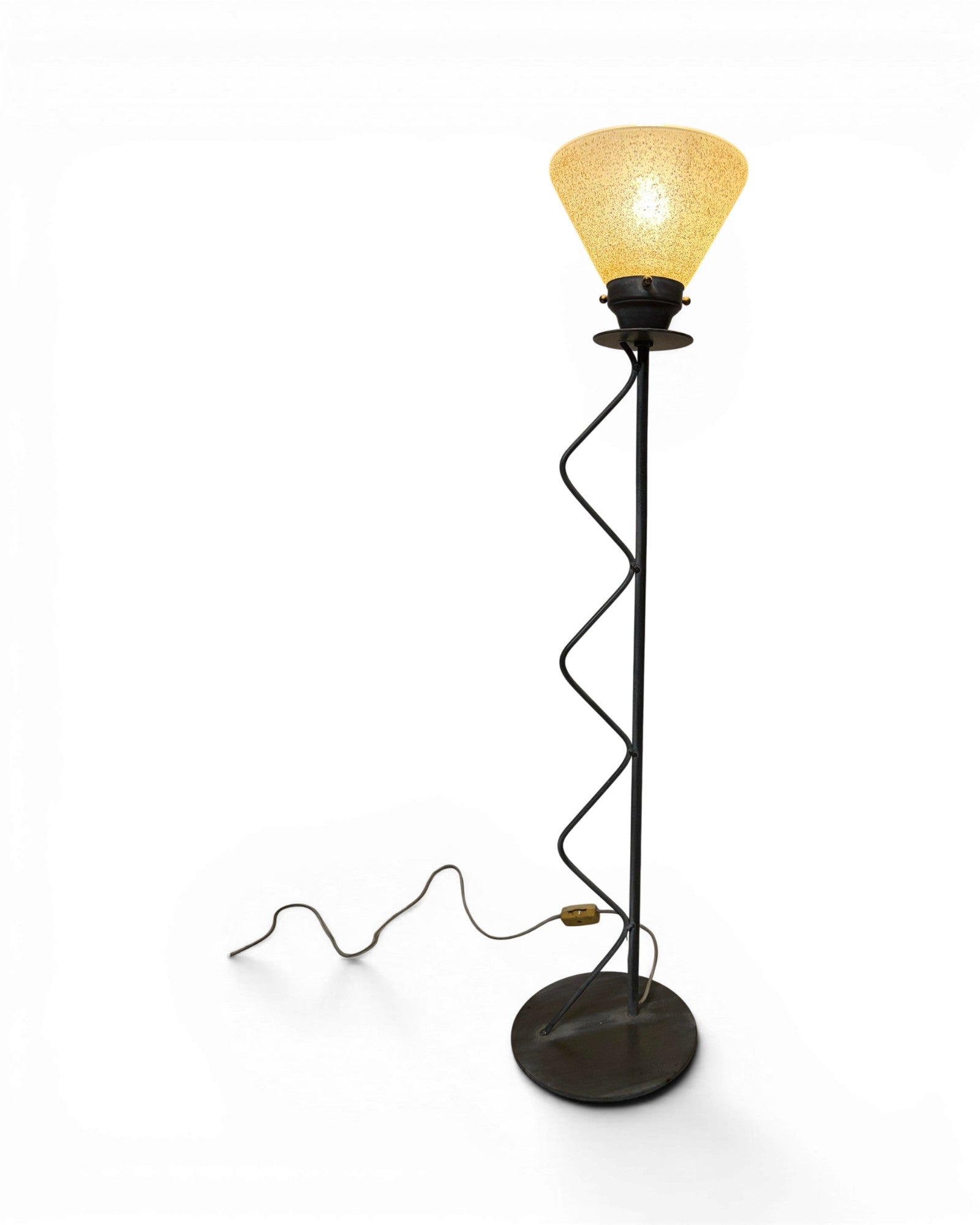 Postmodern Torchiere Wrought Iron Stem Floor Lamp