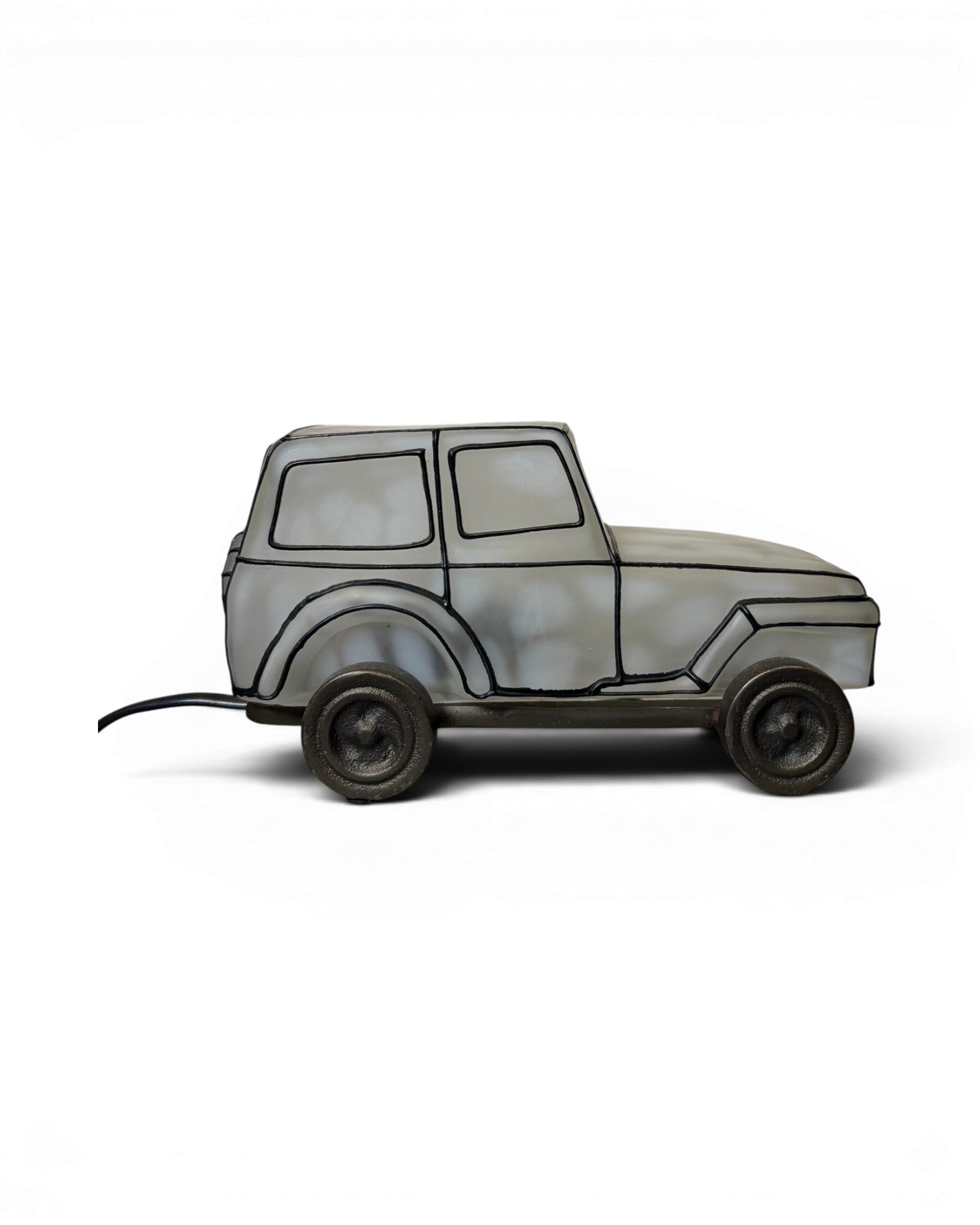 Frosted White Art Glass Classic Automotive Table Lamp