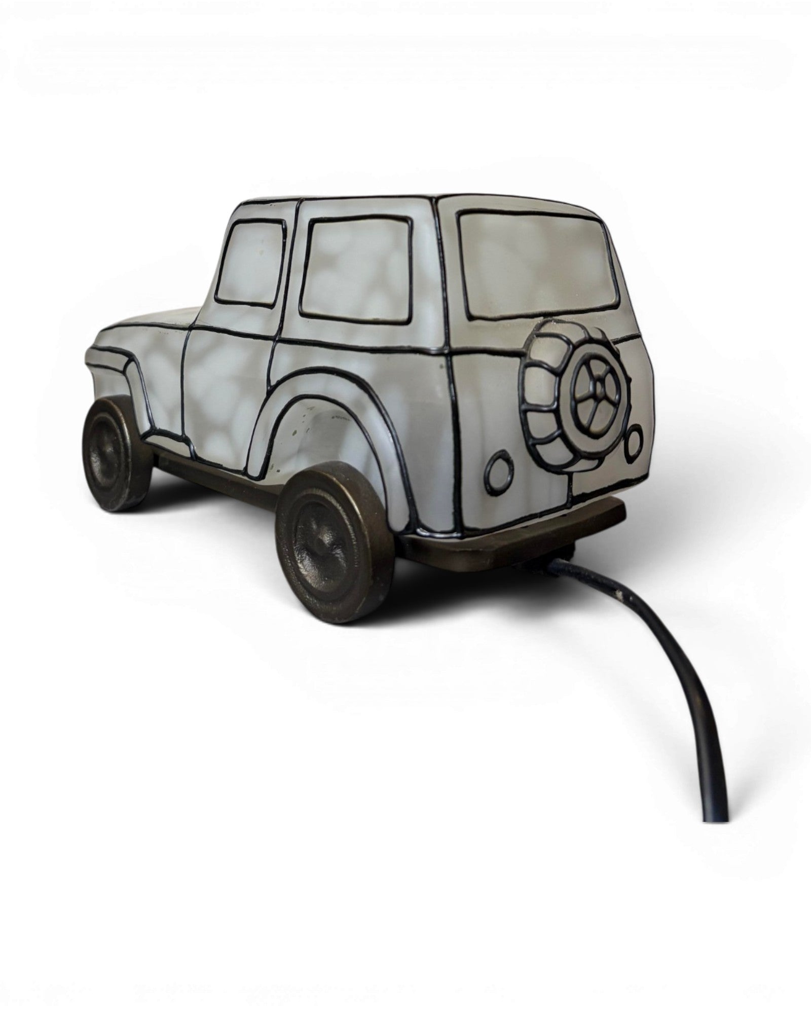 Frosted White Art Glass Classic Automotive Table Lamp
