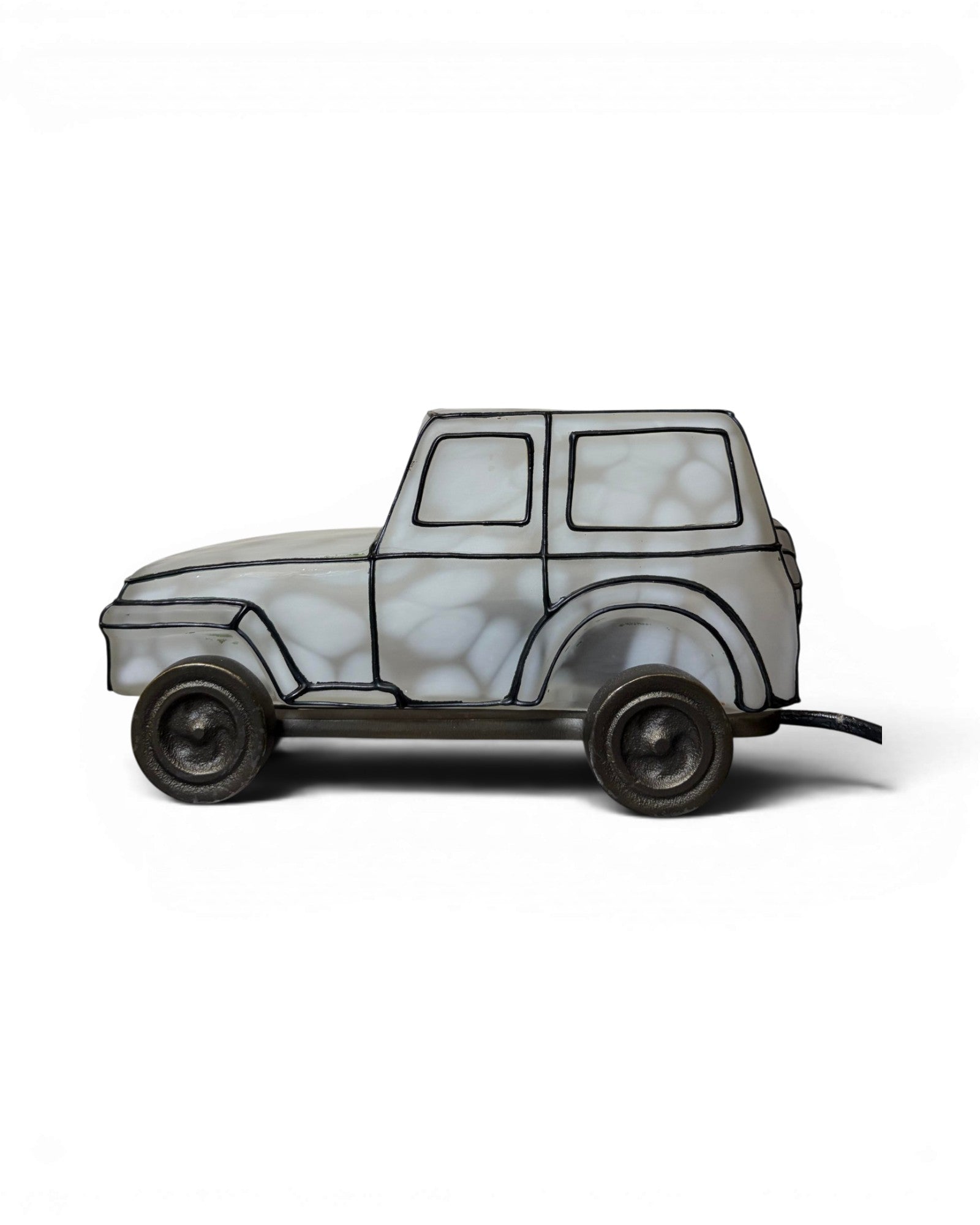 Frosted White Art Glass Classic Automotive Table Lamp