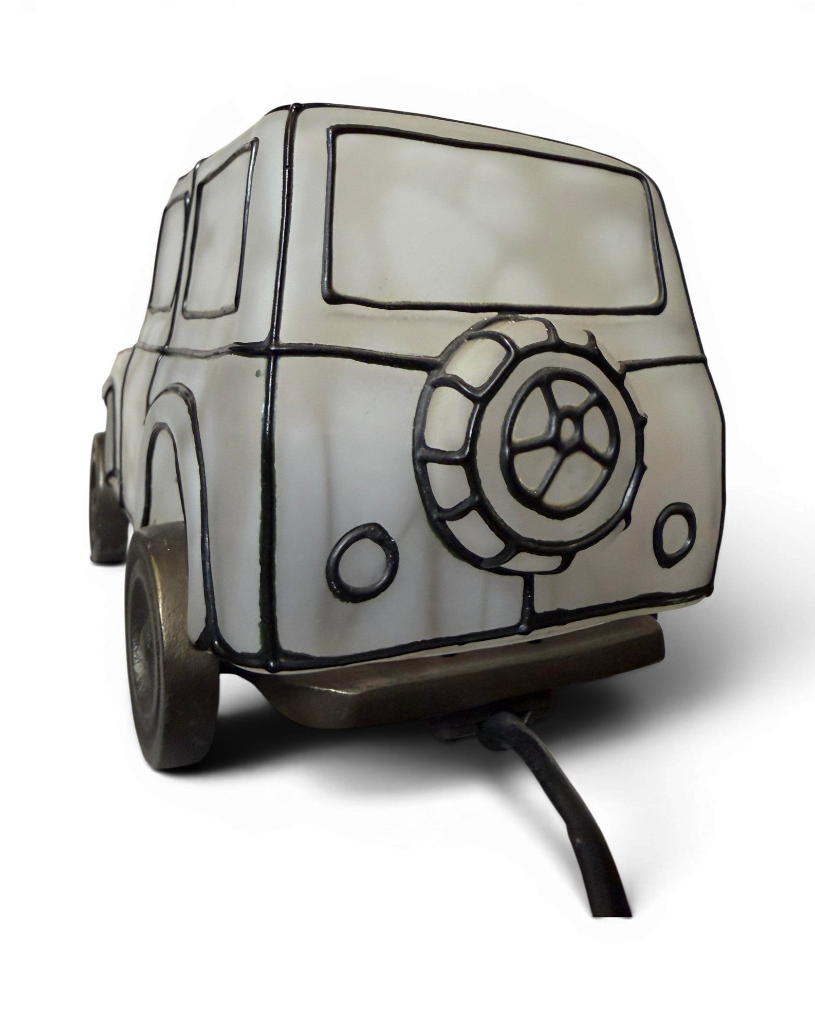 Frosted White Art Glass Classic Automotive Table Lamp