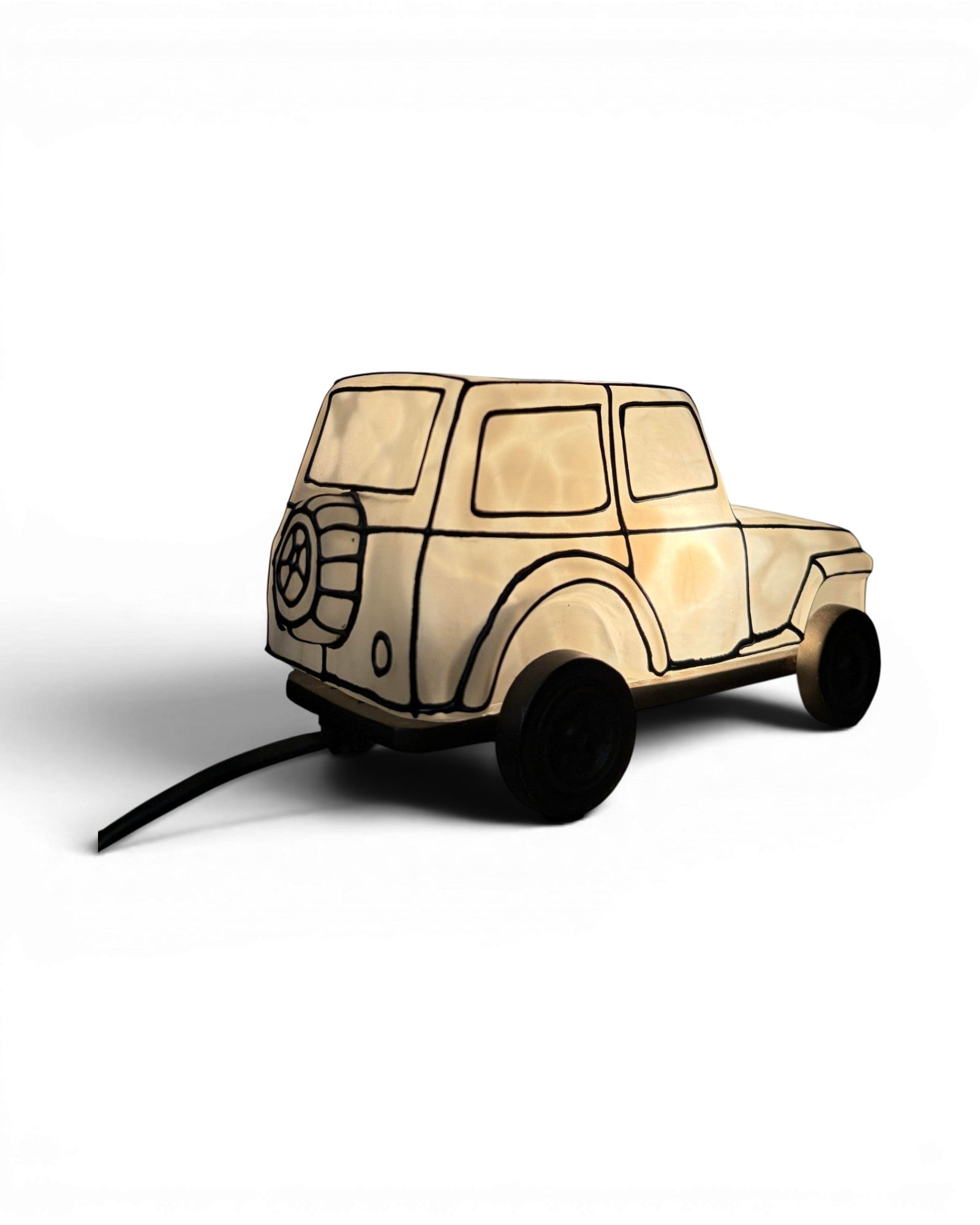 Frosted White Art Glass Classic Automotive Table Lamp