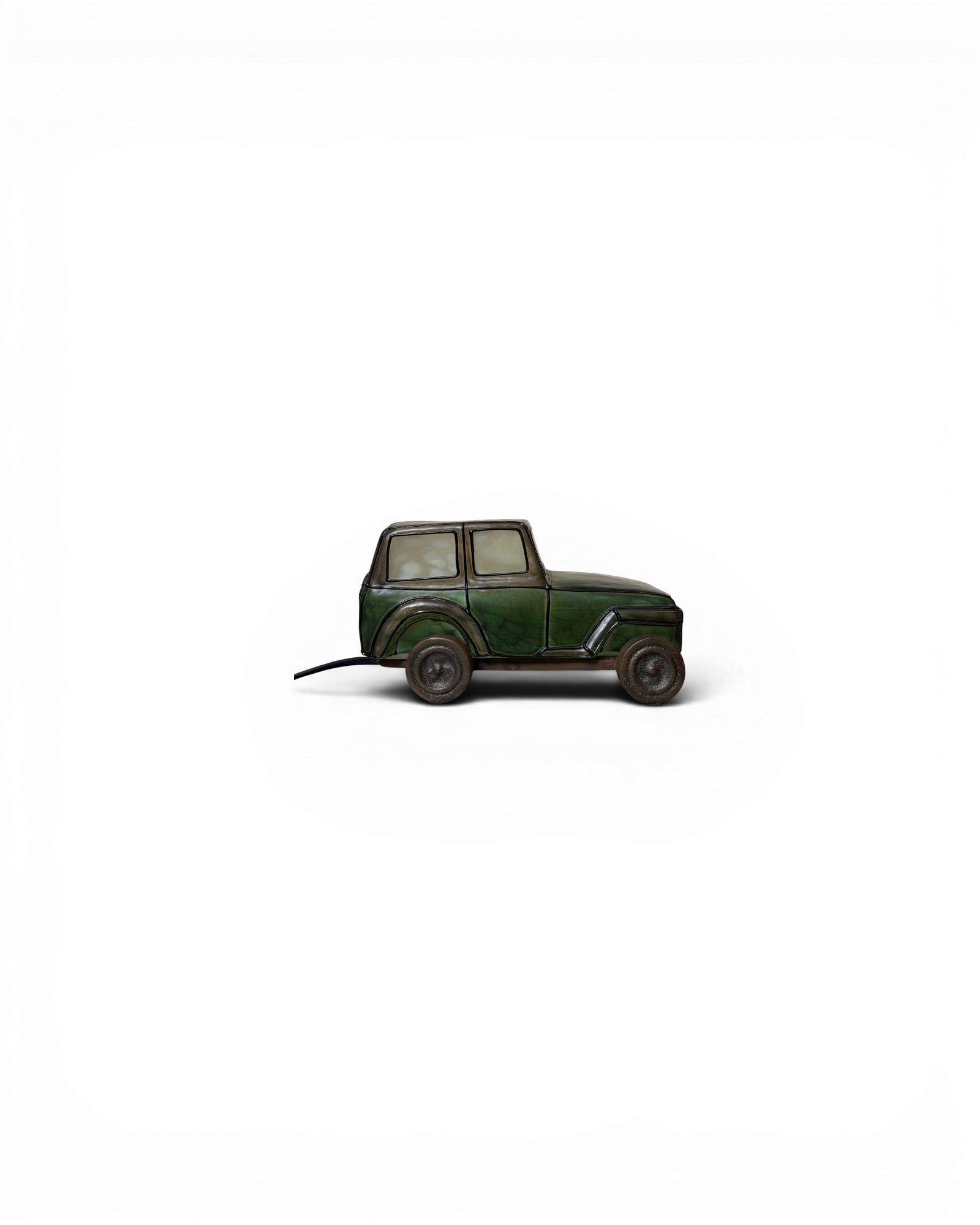Frosted Green Art Glass Classic Automotive Table Lamp