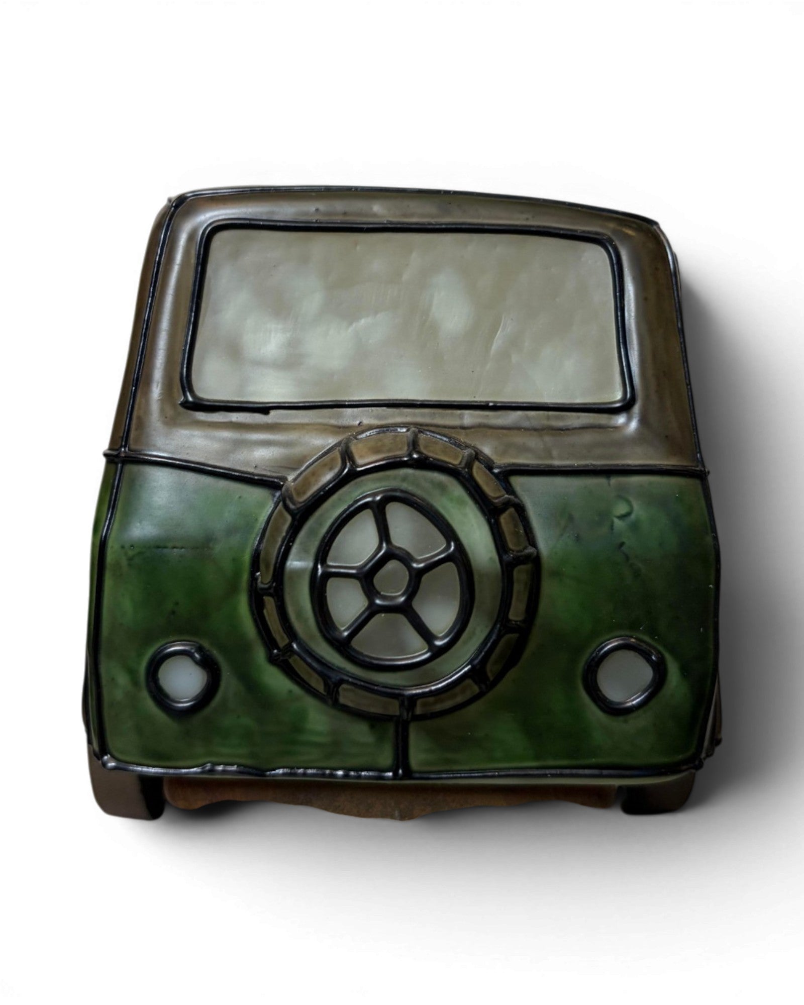 Frosted Green Art Glass Classic Automotive Table Lamp
