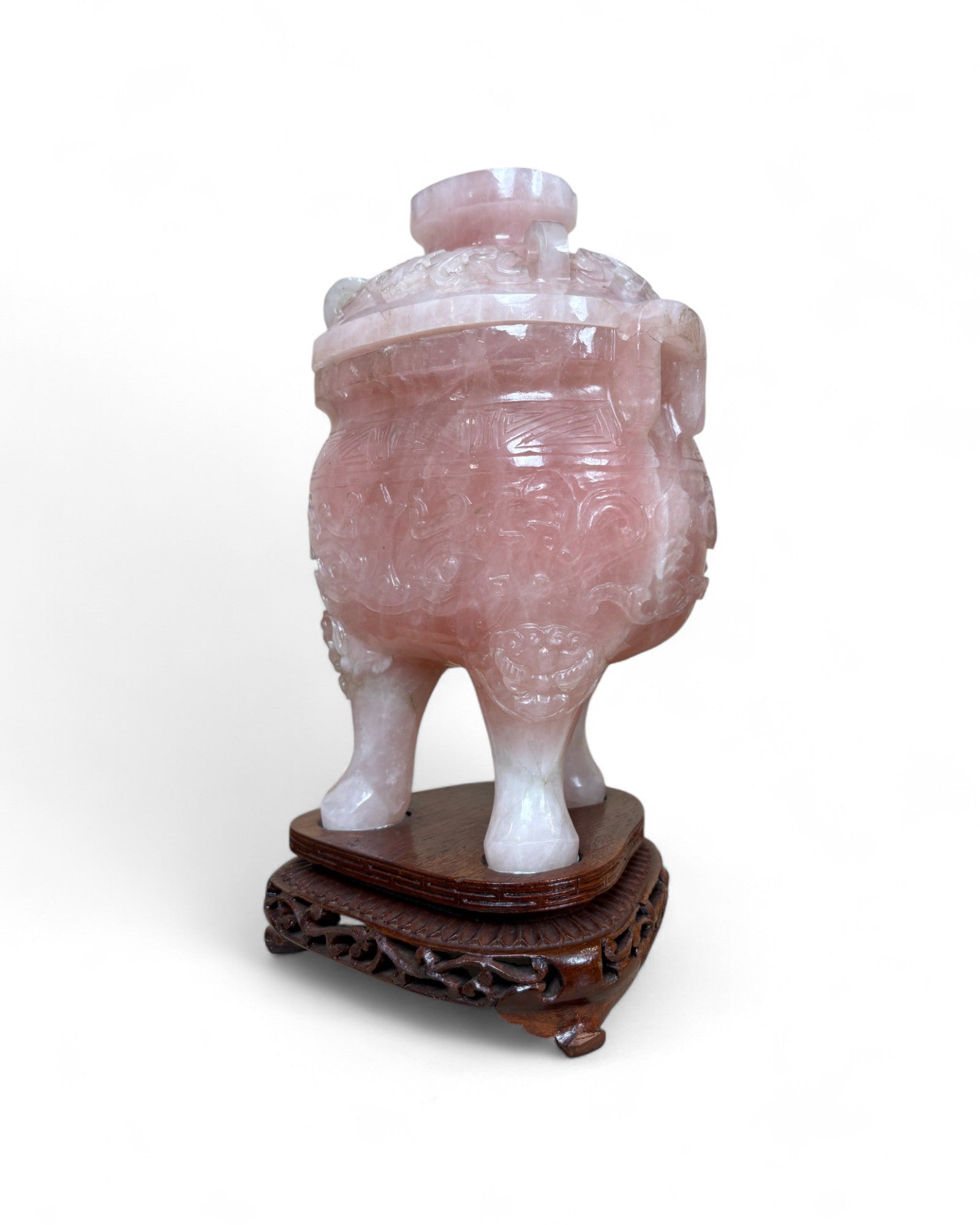Hand-Carved Rose Quartz Censer