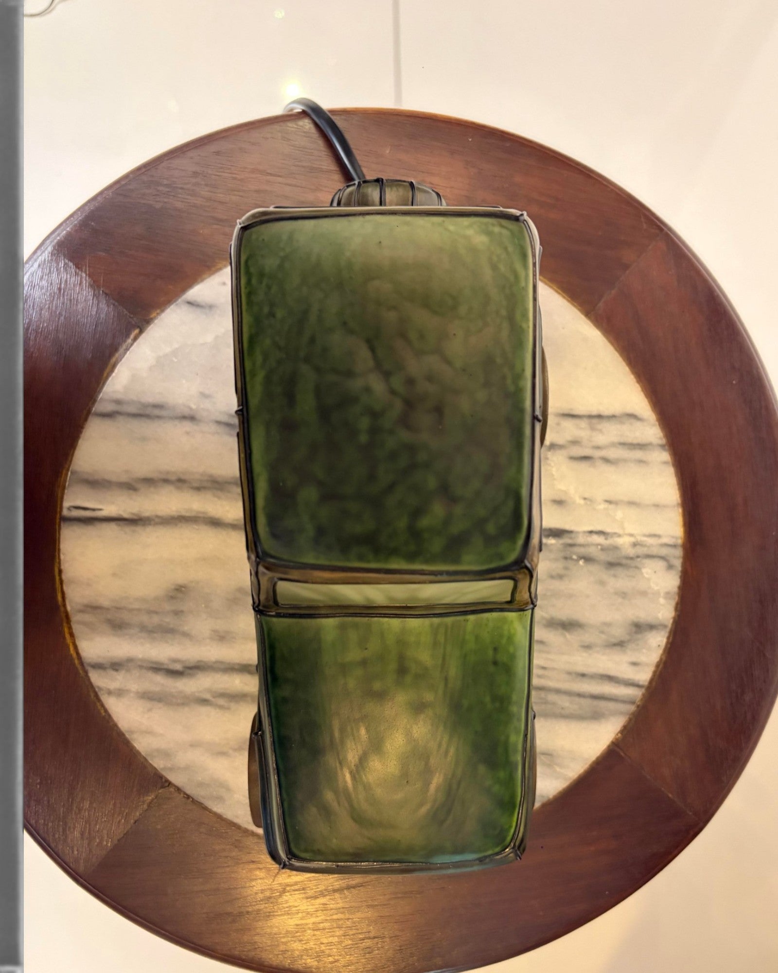 Frosted Green Art Glass Classic Automotive Table Lamp