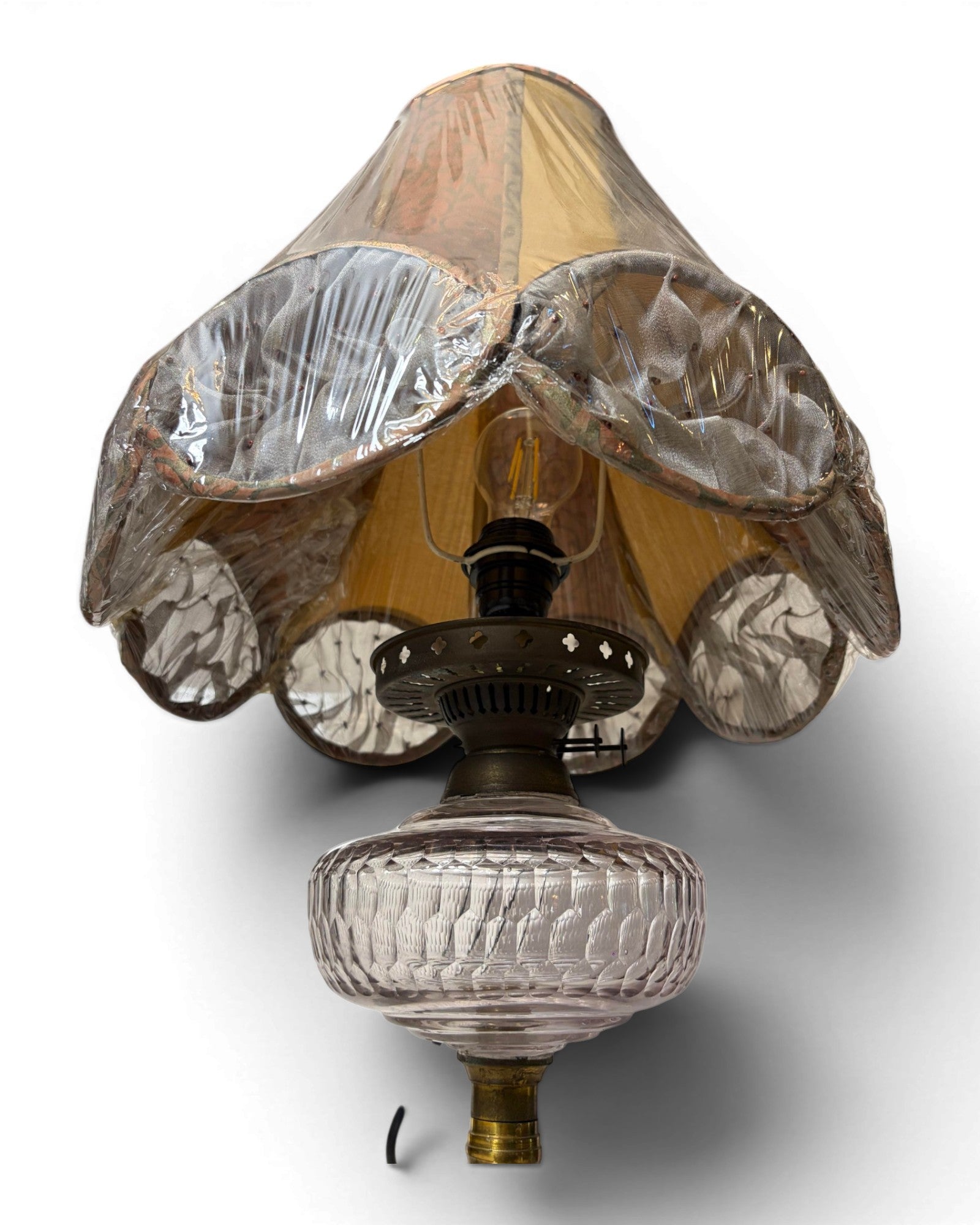 Vintage-Style Electrified Glass Table Lamp with Bell-Shaped Lampshade