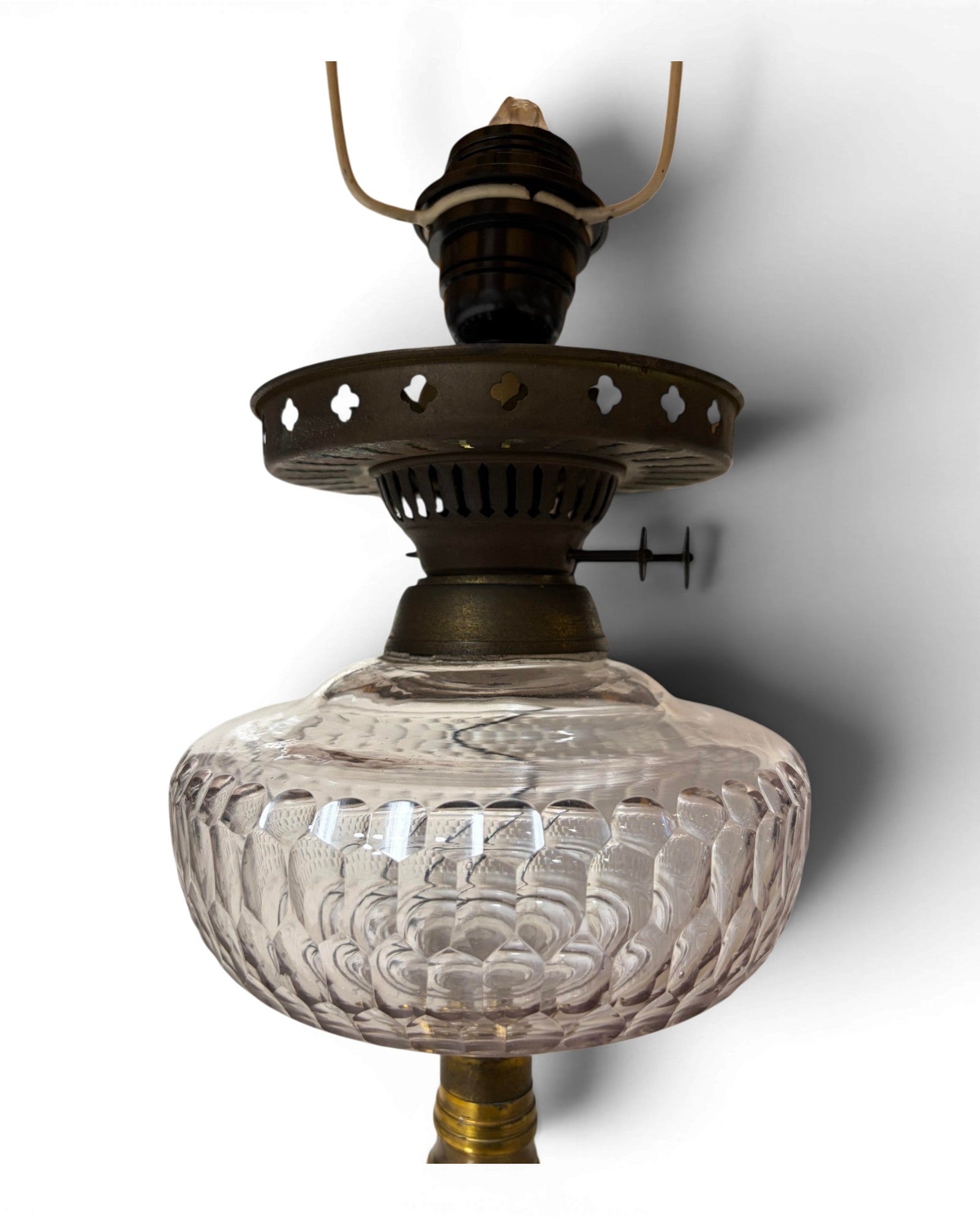 Vintage-Style Electrified Glass Table Lamp with Bell-Shaped Lampshade