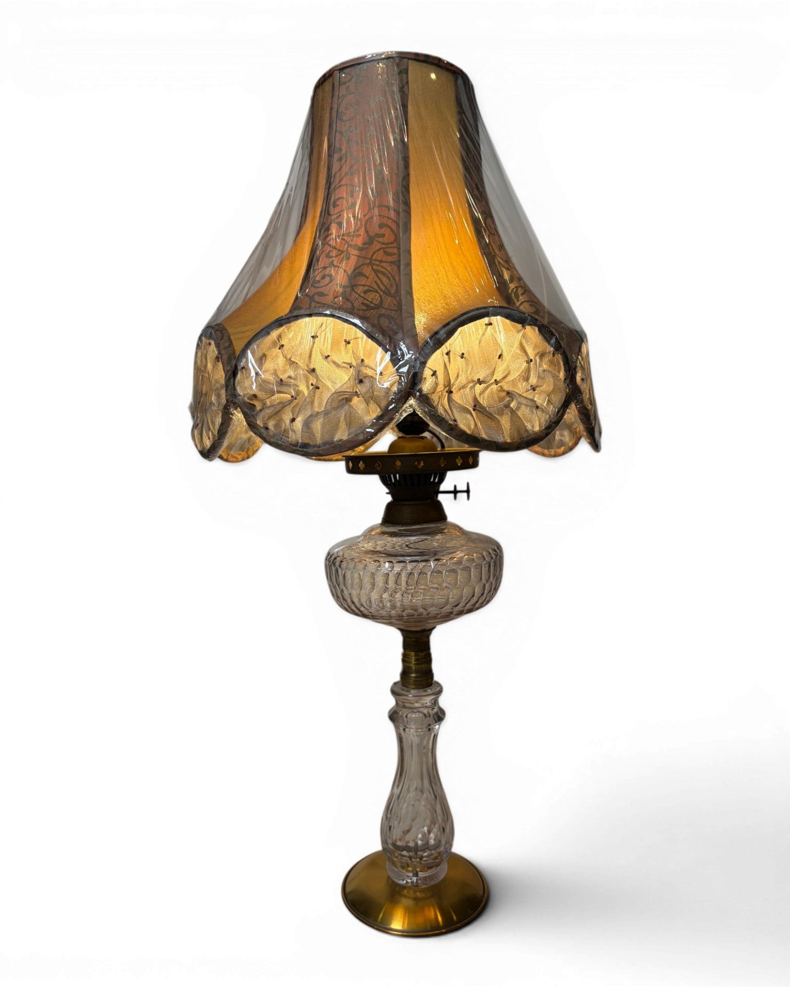 Vintage-Style Electrified Glass Table Lamp with Bell-Shaped Lampshade