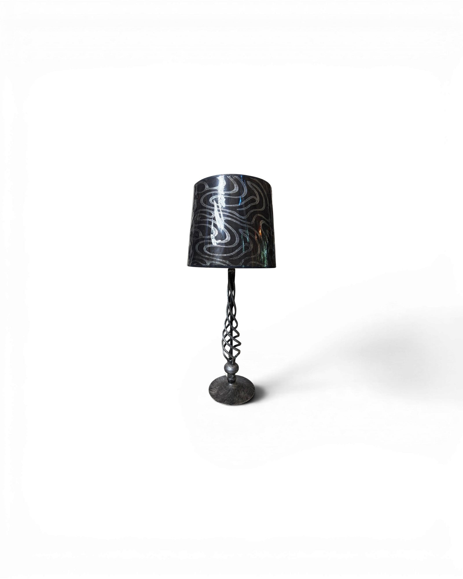 Twisted Silver Metal Table Lamp