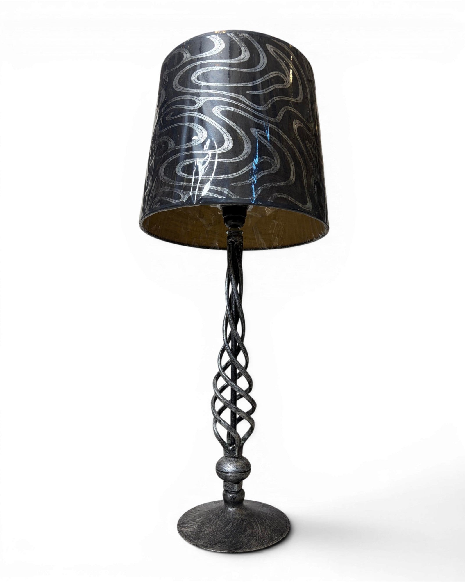 Twisted Silver Metal Table Lamp