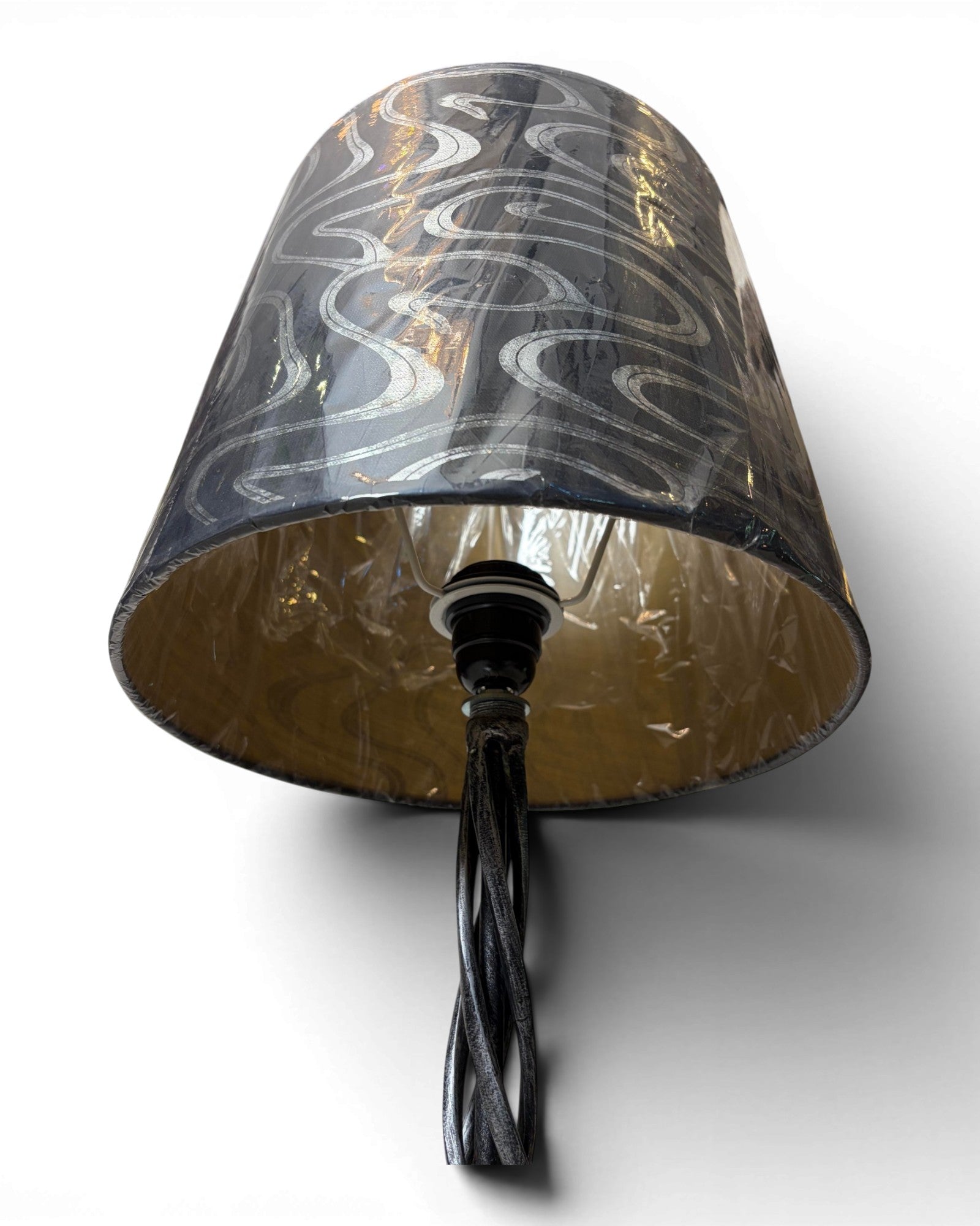 Twisted Silver Metal Table Lamp