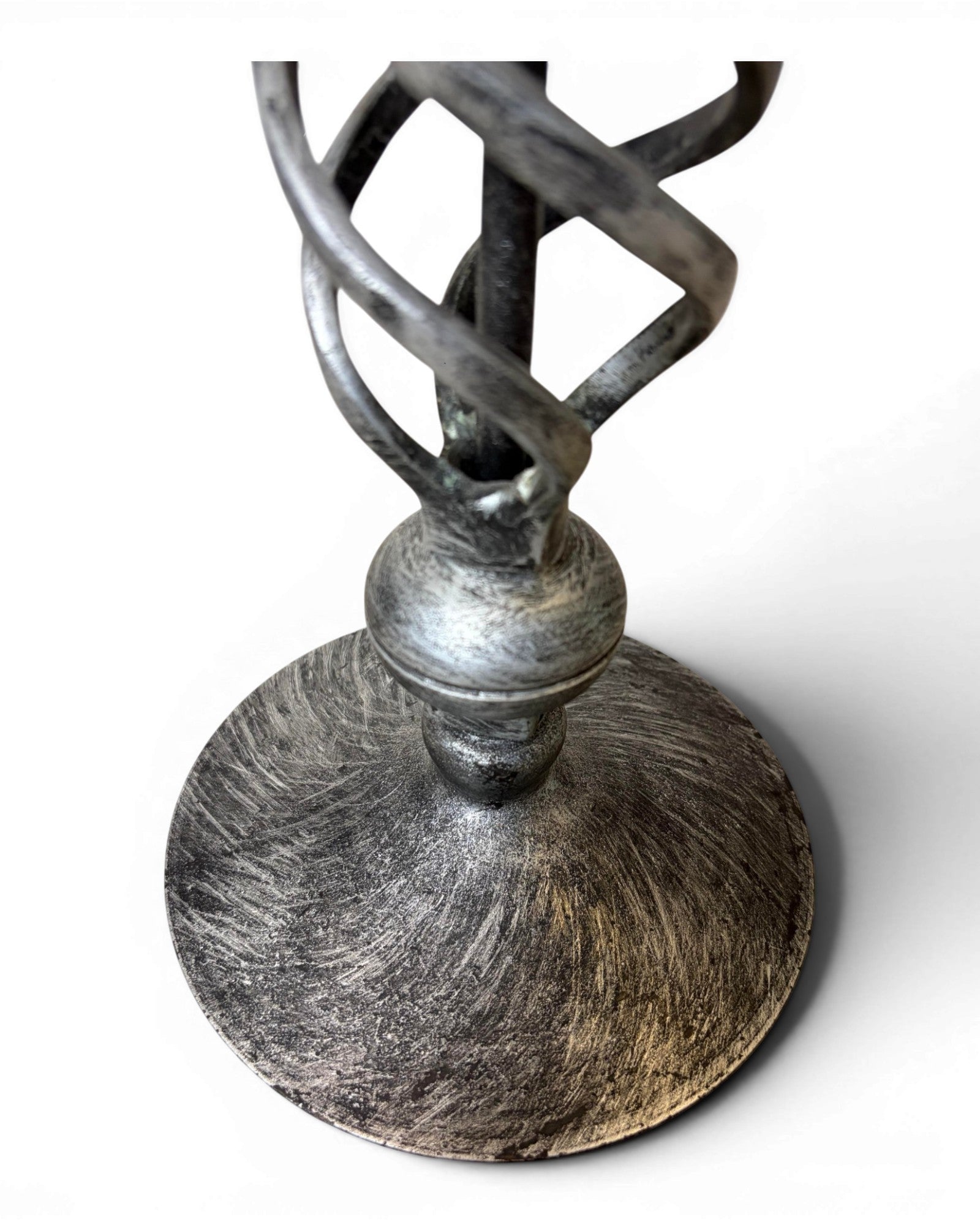 Twisted Silver Metal Table Lamp