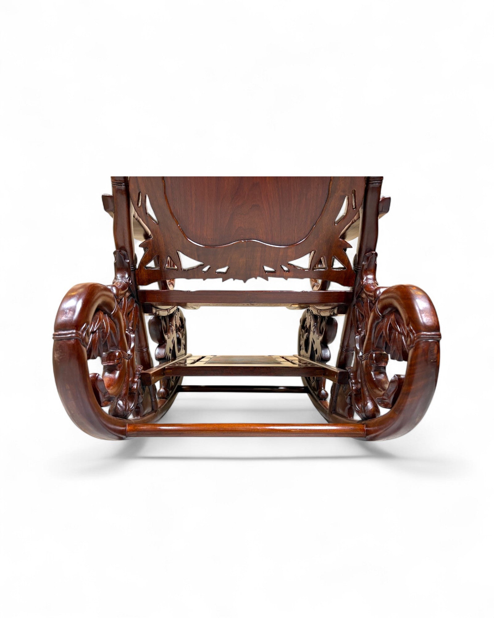 Chinese Mother-of-Pearl Inlaid Rosewood Rocking Recliner (Imperial-Style “Taishi” Chair)