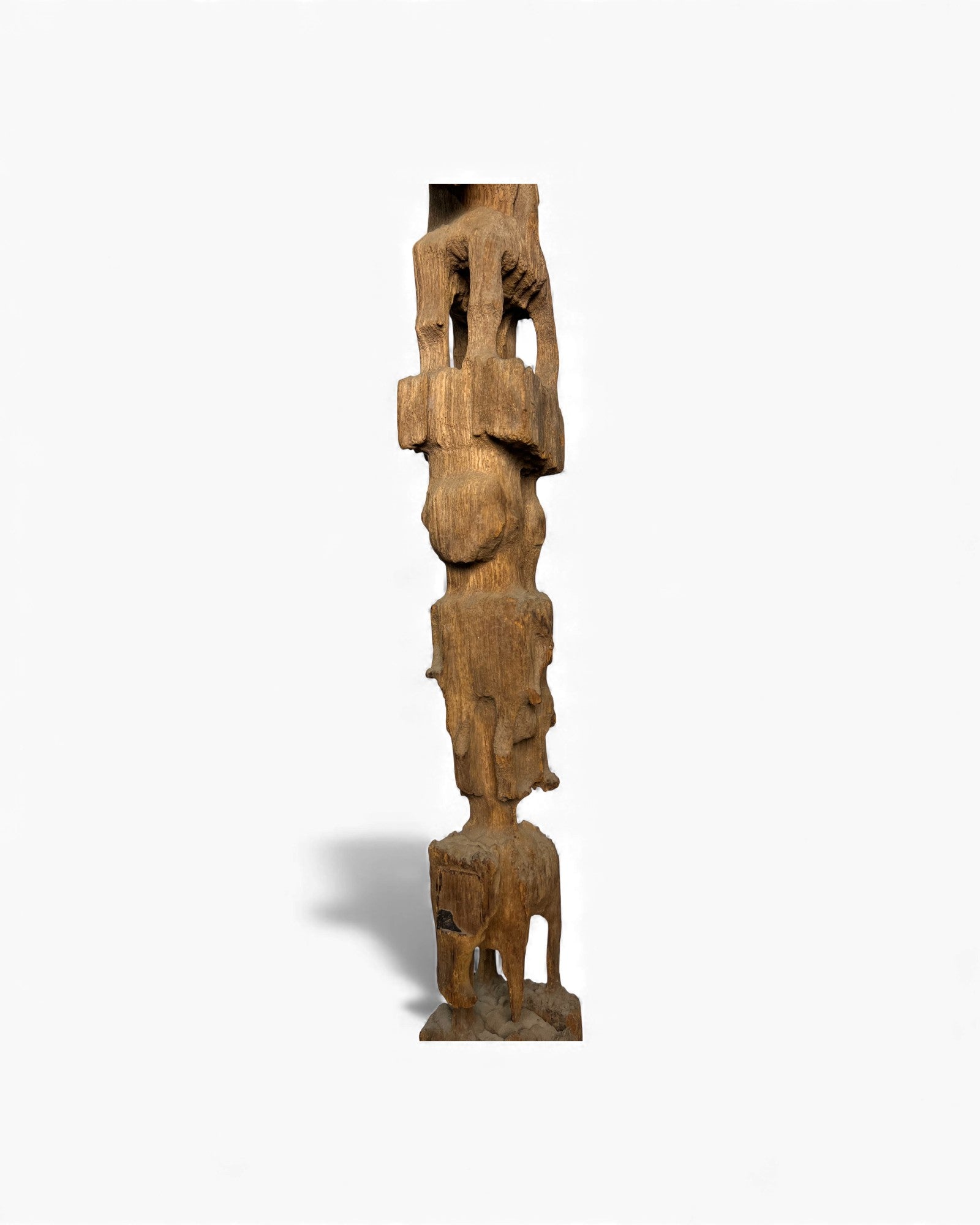 Chin Totem Post with Man on Horse and Elephant Motifs - Surround Living - 7
