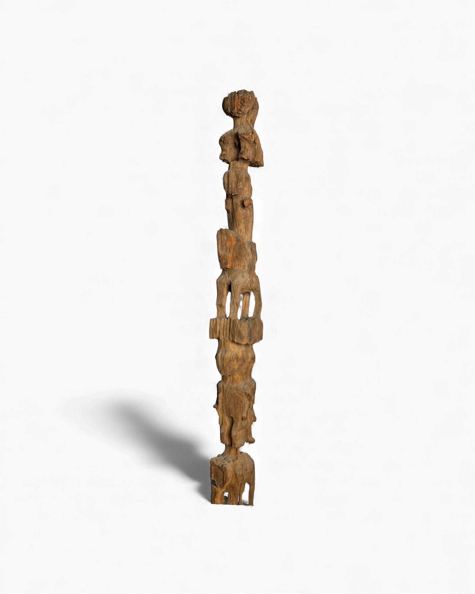 Chin Totem Post with Man on Horse and Elephant Motifs - Surround Living - 8