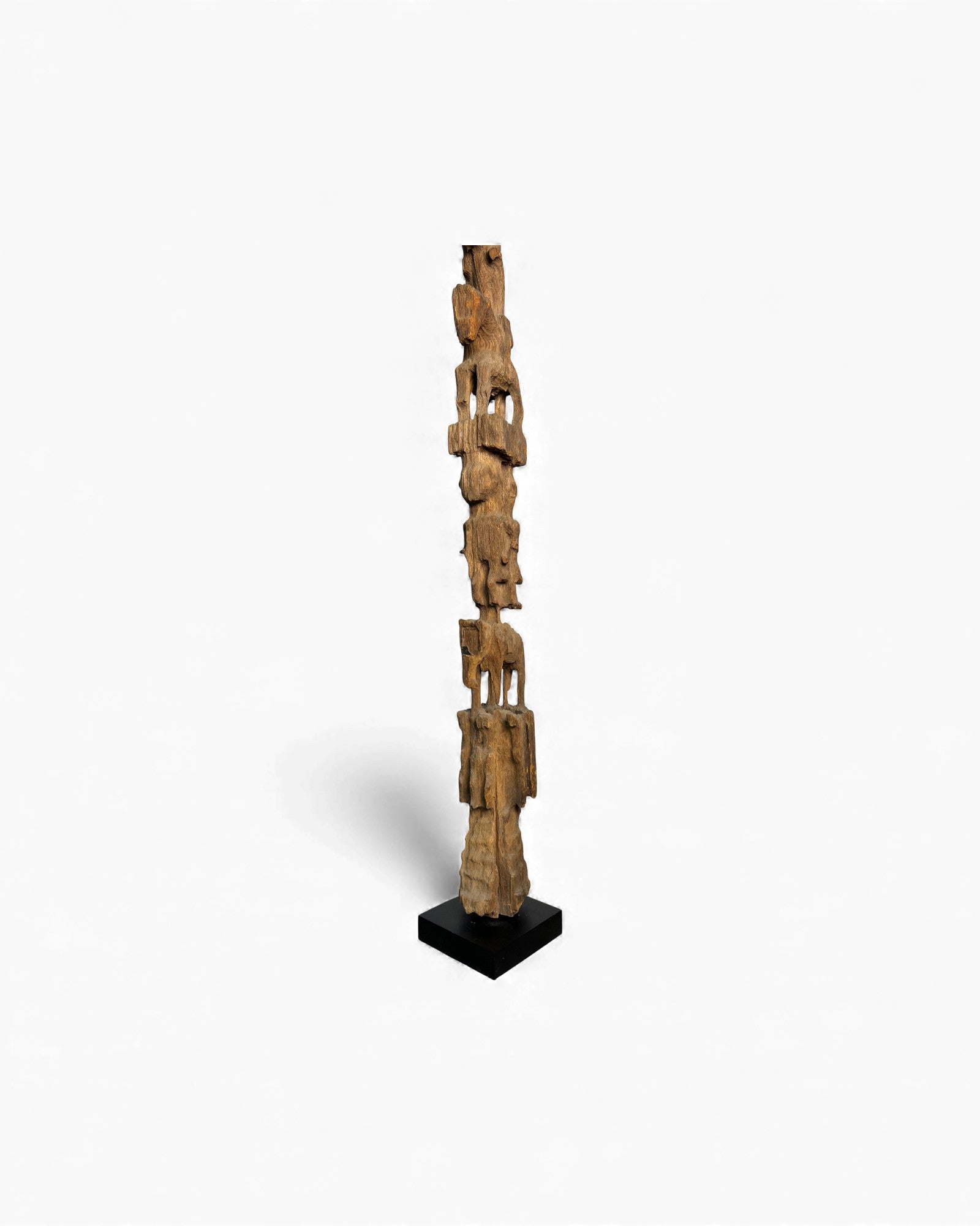 Chin Totem Post with Man on Horse and Elephant Motifs - Surround Living - 9