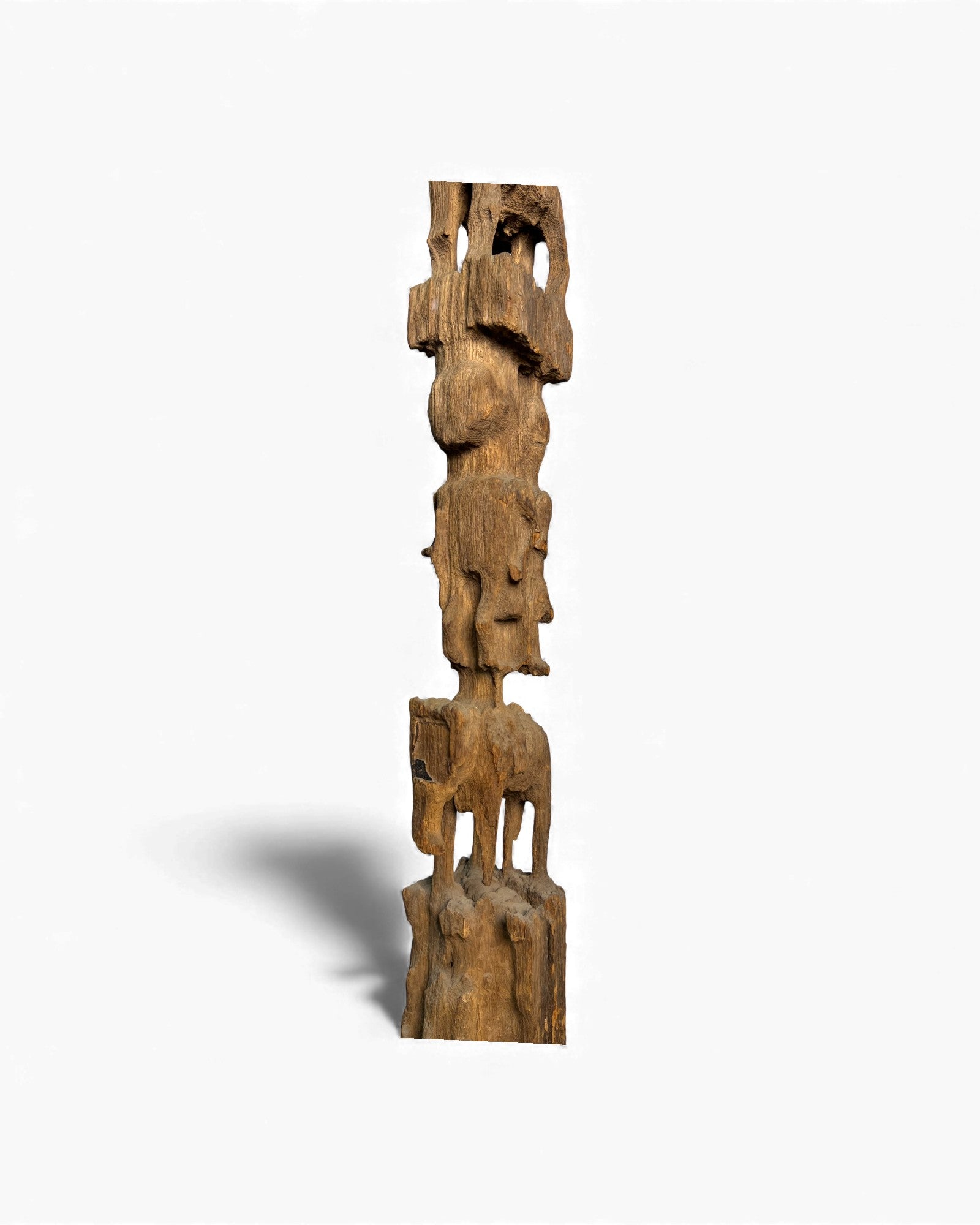 Chin Totem Post with Man on Horse and Elephant Motifs - Surround Living - 10