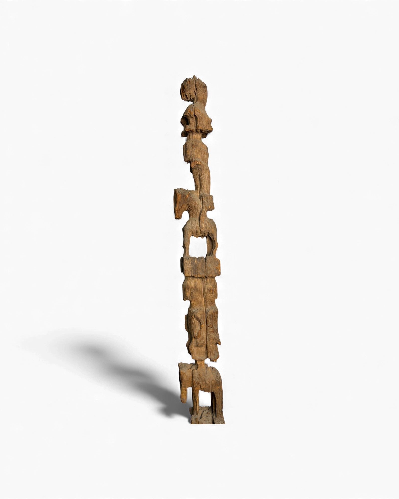 Chin Totem Post with Man on Horse and Elephant Motifs - Surround Living - 12