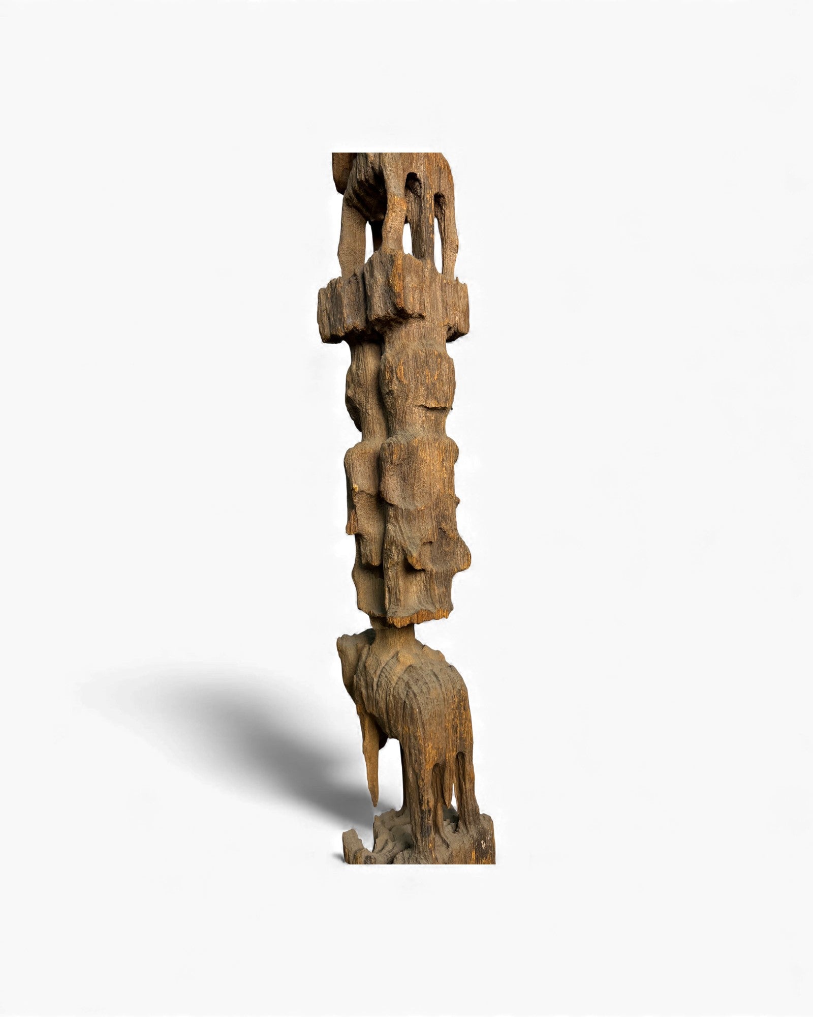 Chin Totem Post with Man on Horse and Elephant Motifs - Surround Living - 16