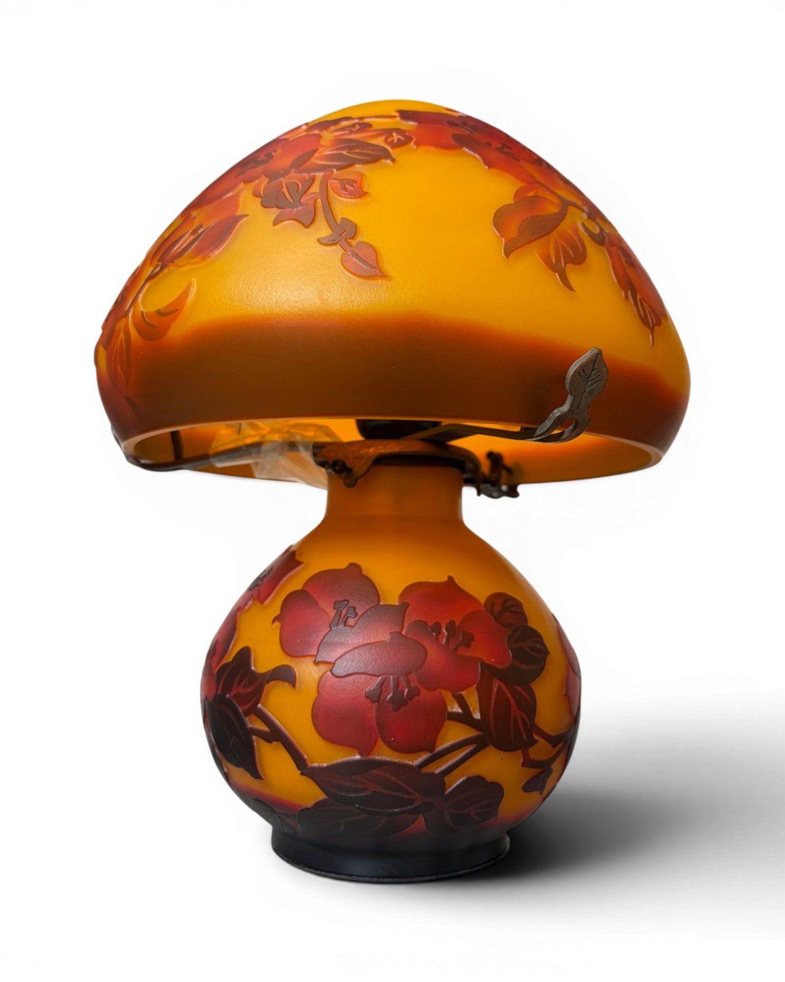 Art Nouveau Cameo Glass Table Lamp - Red