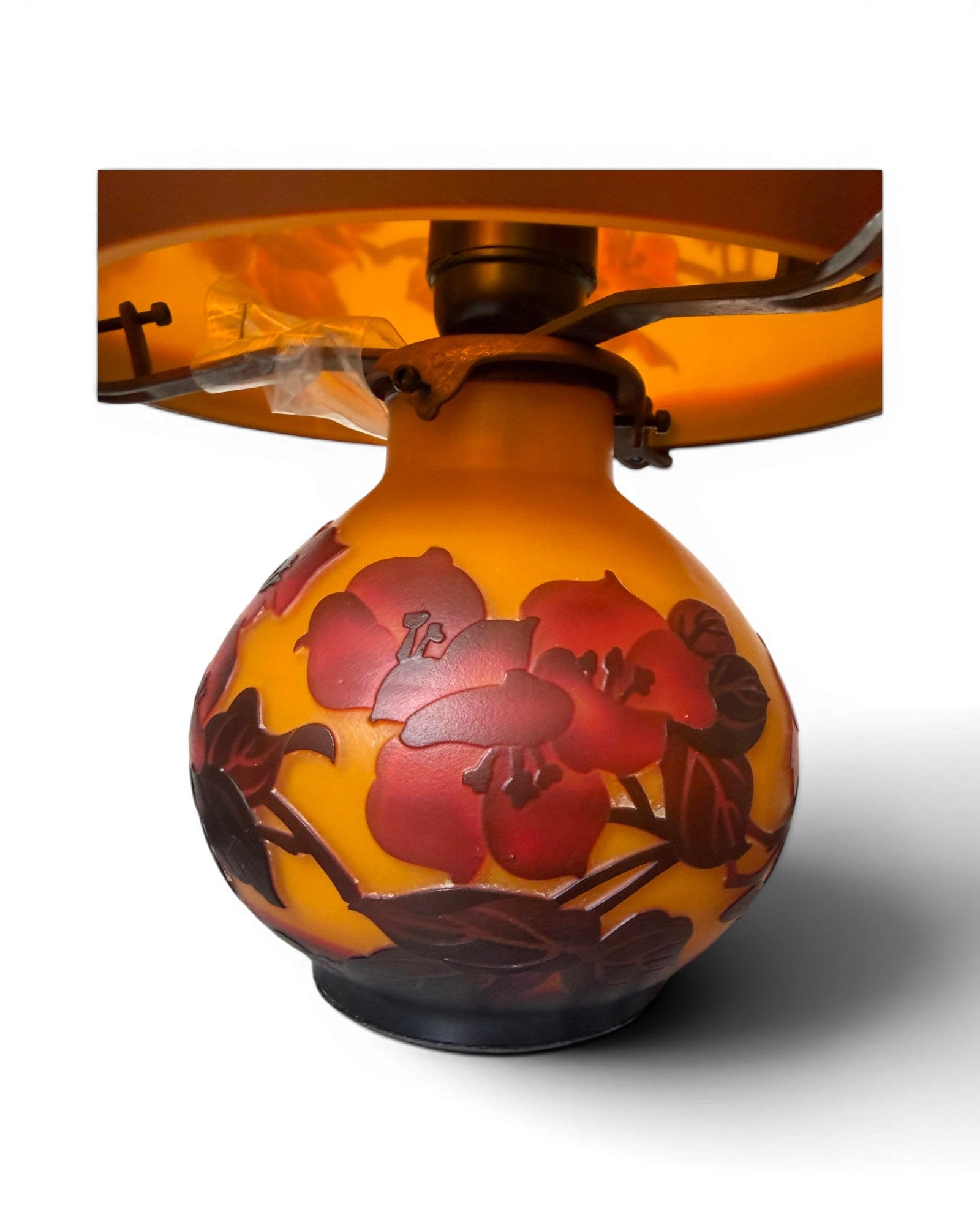 Art Nouveau Cameo Glass Table Lamp - Red