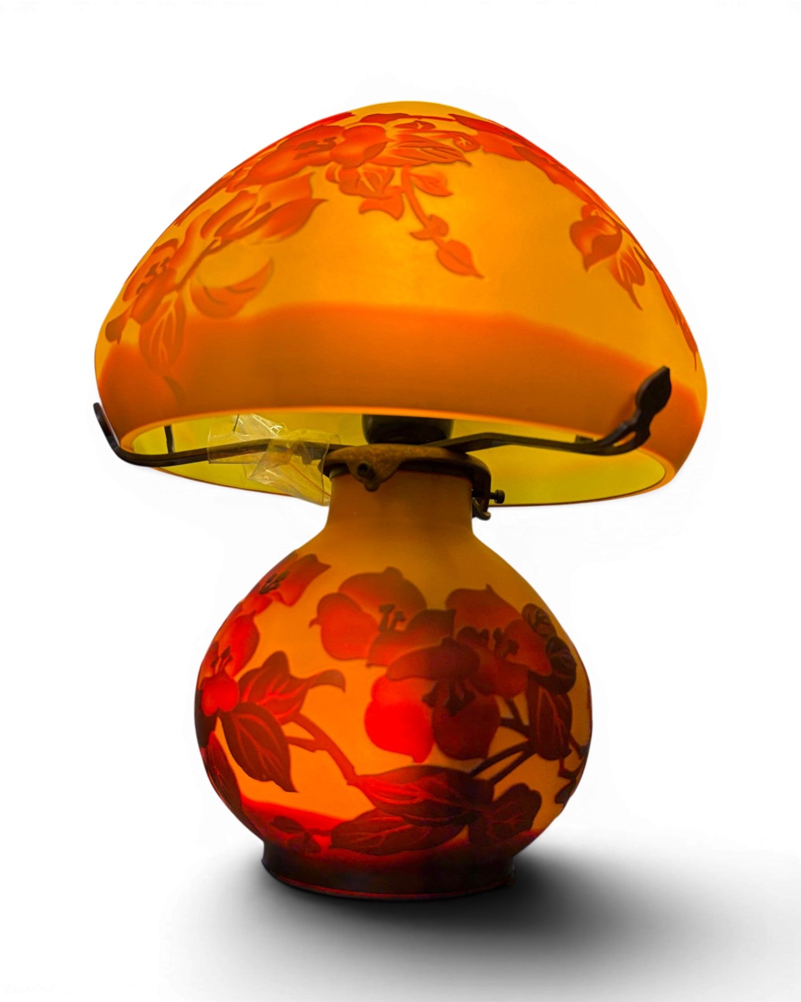 Art Nouveau Cameo Glass Table Lamp - Red