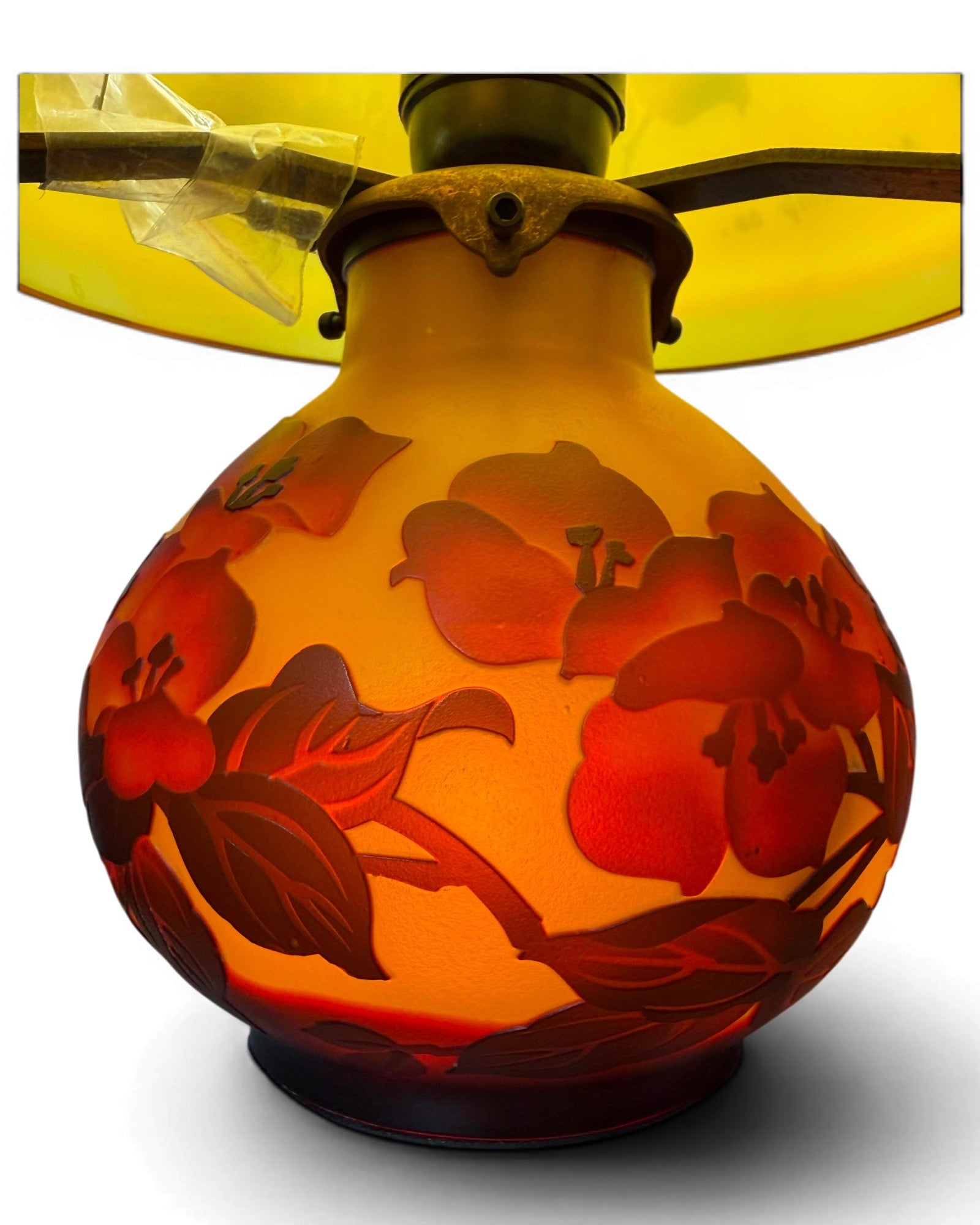 Art Nouveau Cameo Glass Table Lamp - Red