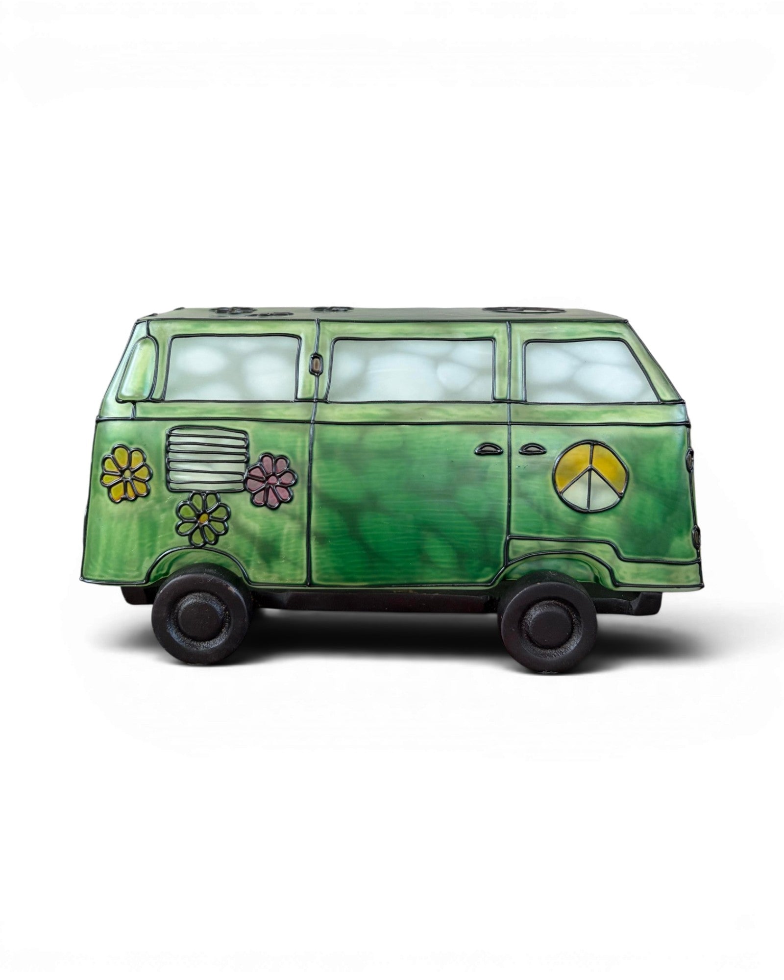 Frosted Green Art Glass Classic Van Table Lamp