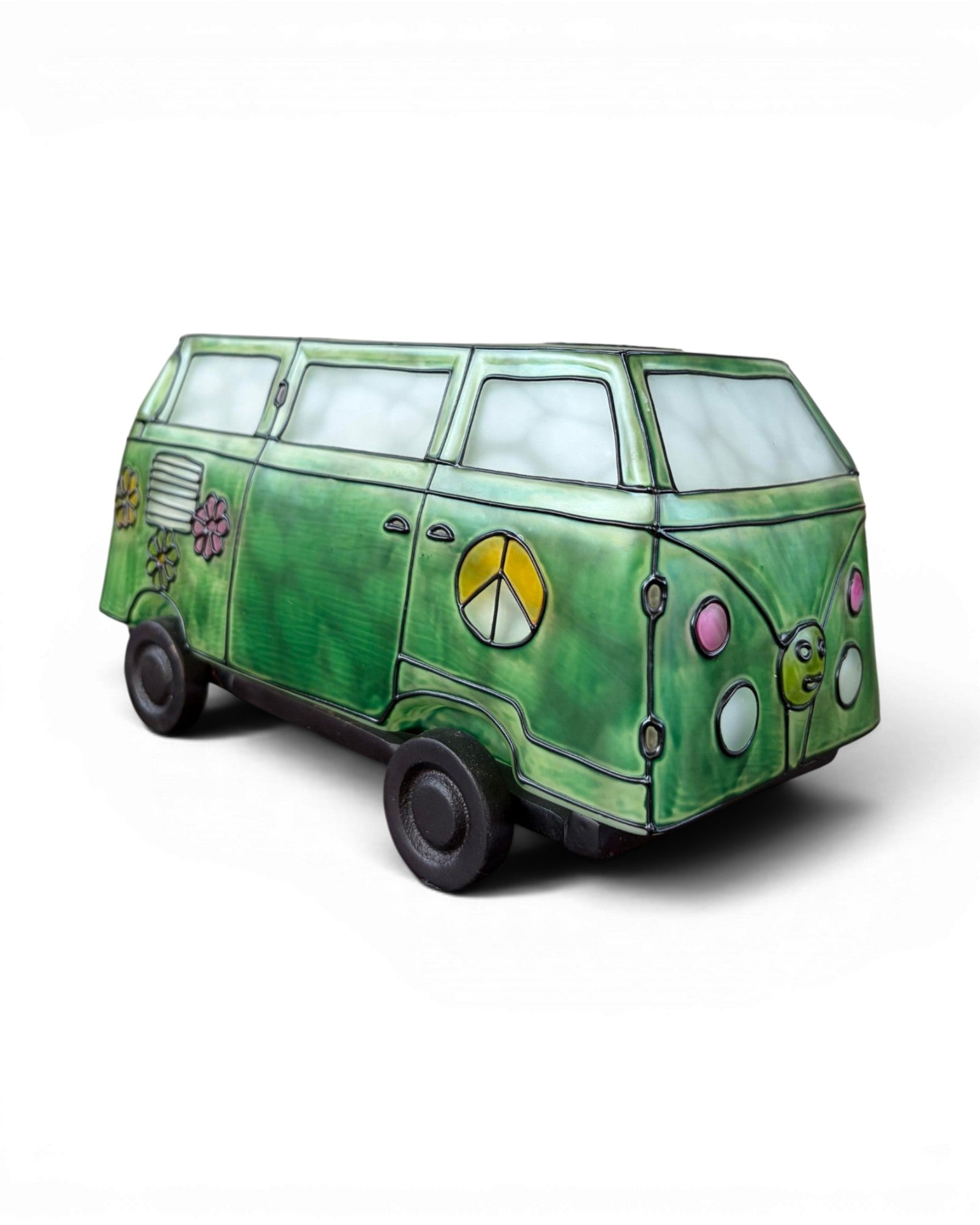 Frosted Green Art Glass Classic Van Table Lamp