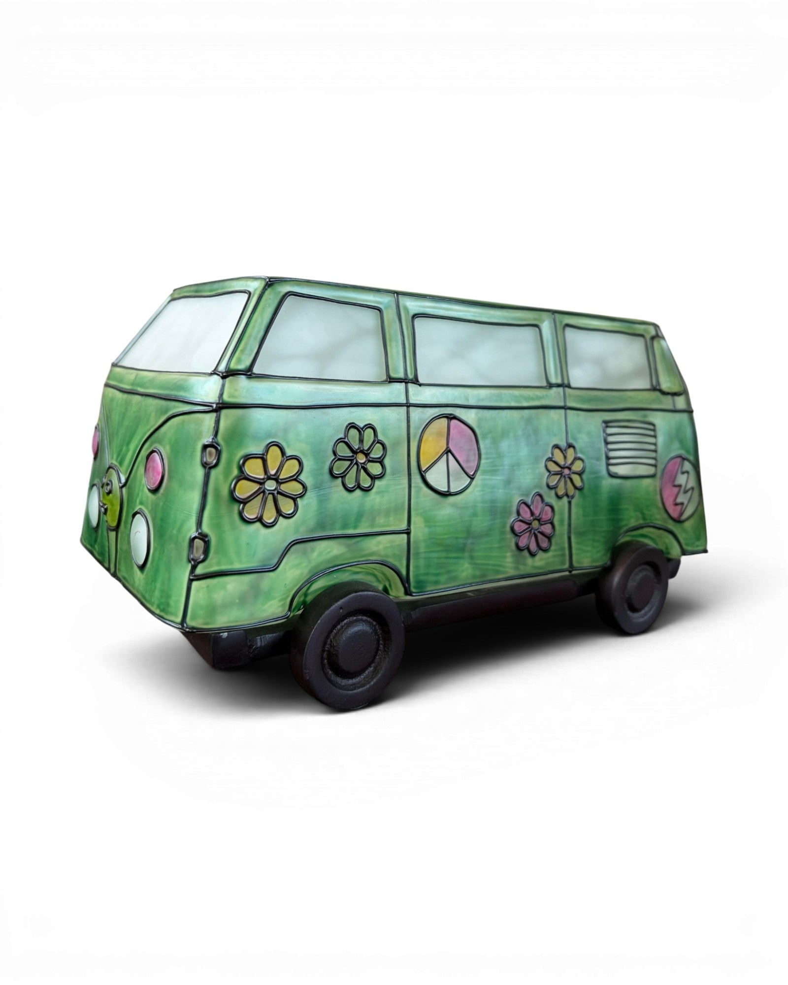 Frosted Green Art Glass Classic Van Table Lamp