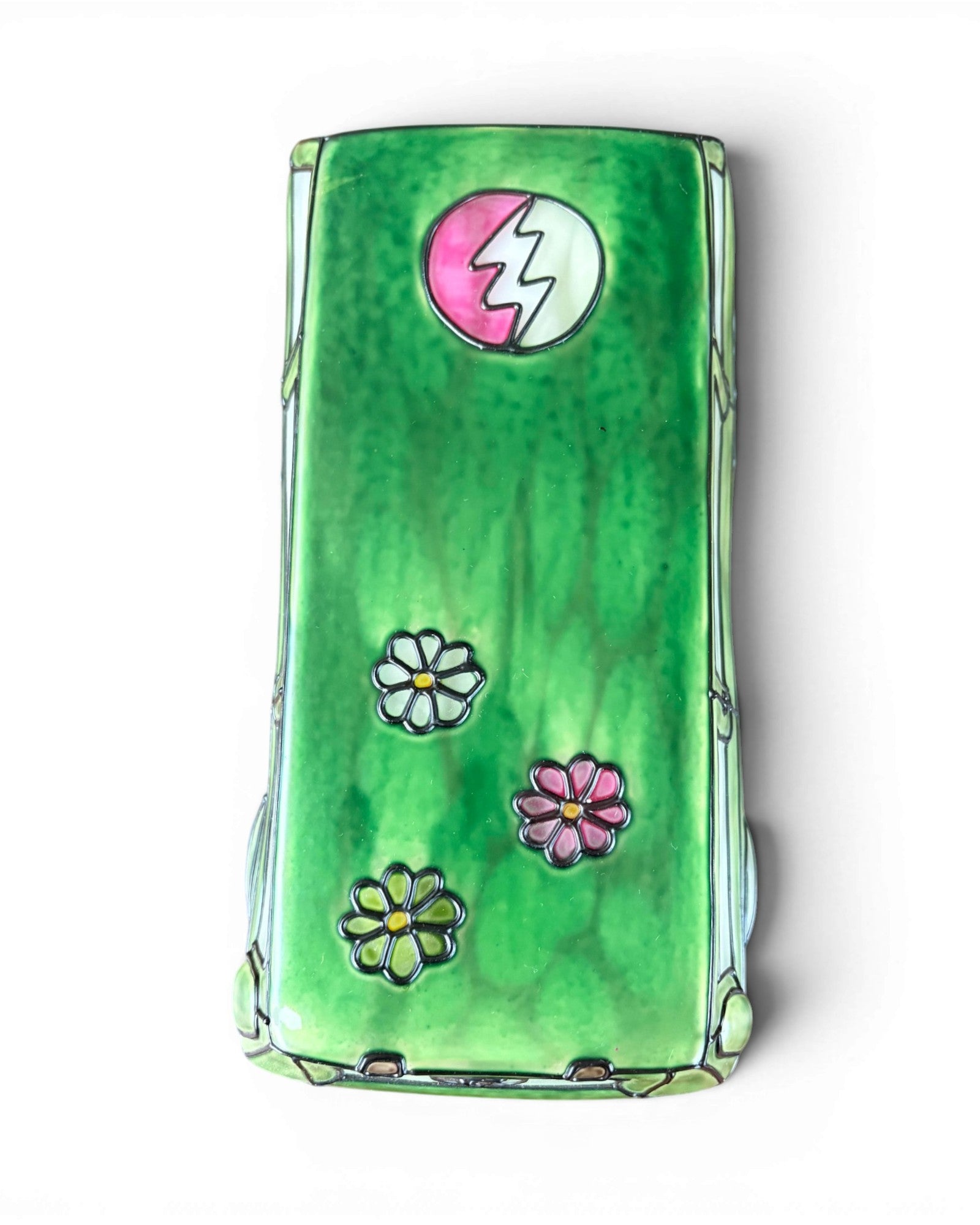 Frosted Green Art Glass Classic Van Table Lamp