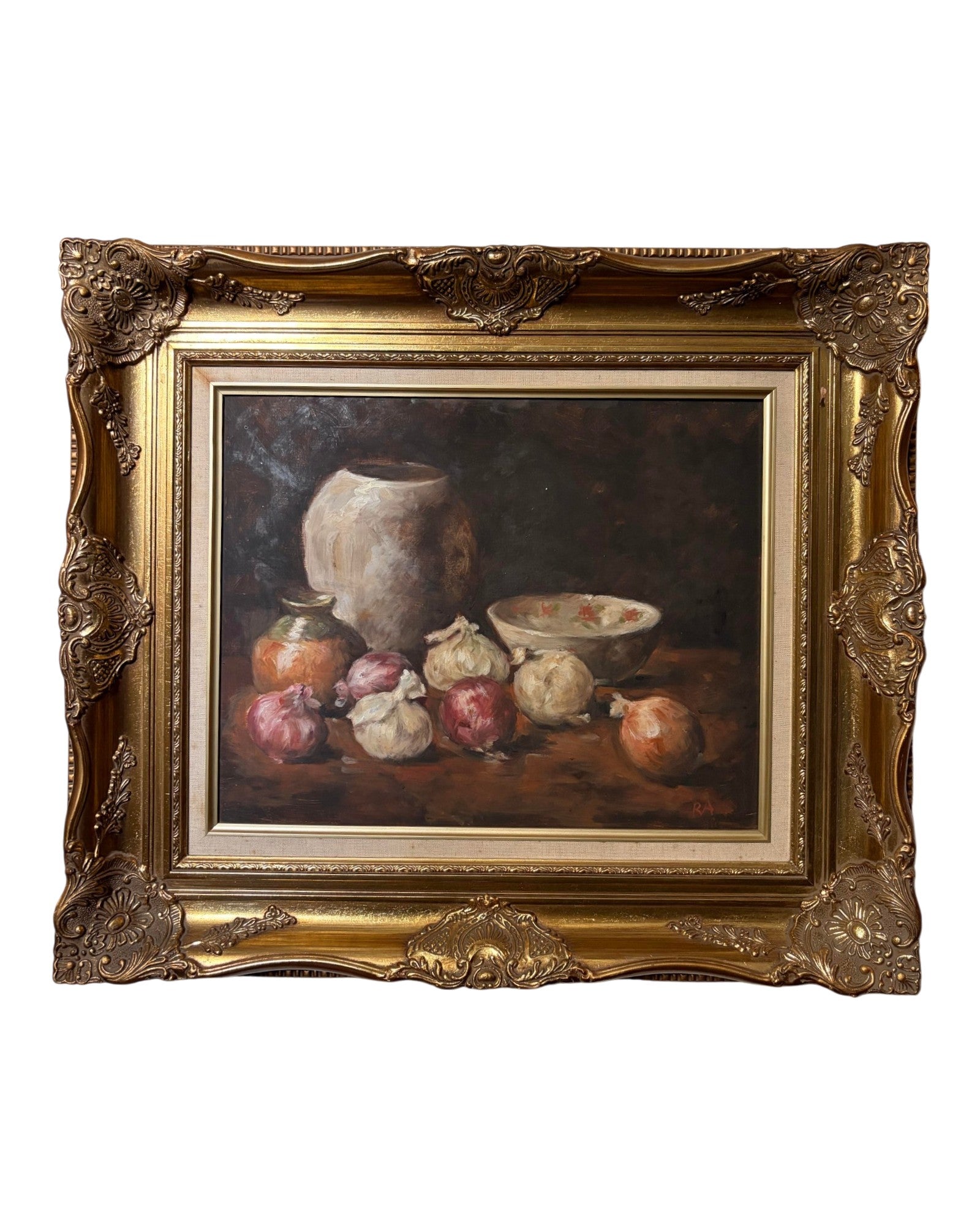 A Classical-Style Oil Painting of a Kitchen Still Life (Onions) by Ajarn Ravichai Areeyamitr - [70 x 55cm]