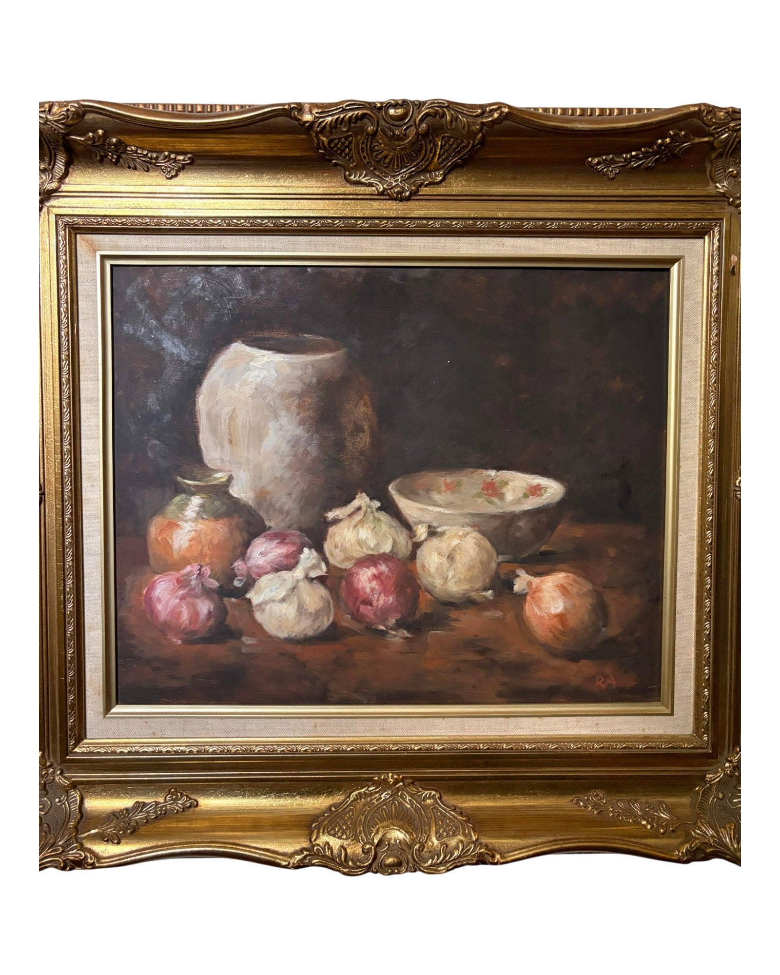 A Classical-Style Oil Painting of a Kitchen Still Life (Onions) by Ajarn Ravichai Areeyamitr - [70 x 55cm]