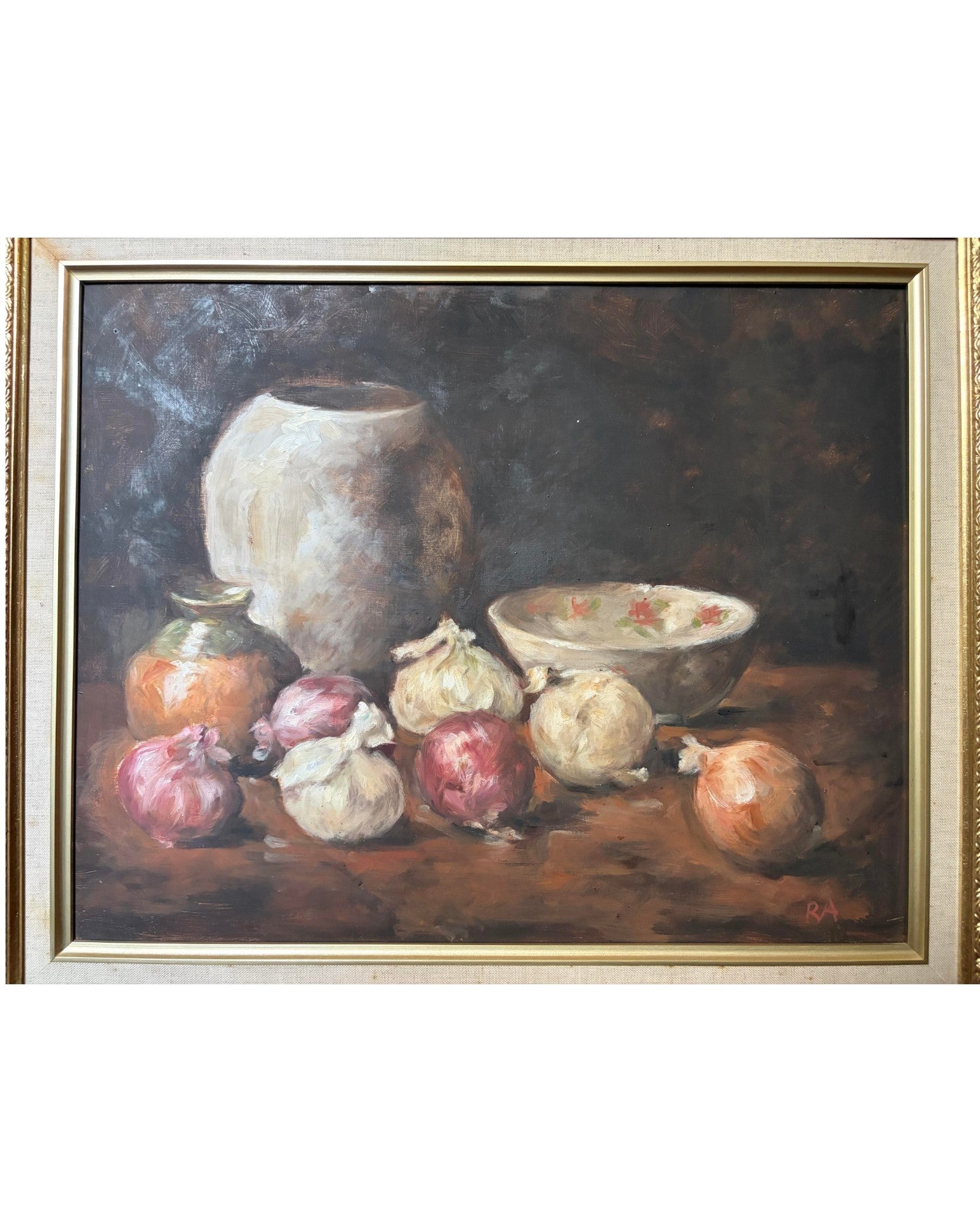 A Classical-Style Oil Painting of a Kitchen Still Life (Onions) by Ajarn Ravichai Areeyamitr - [70 x 55cm]