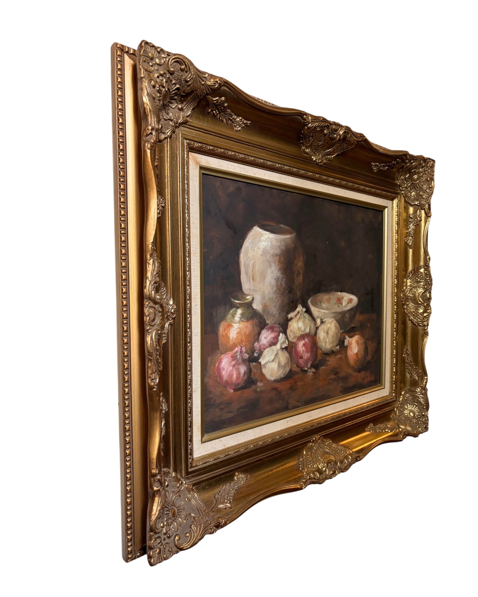 A Classical-Style Oil Painting of a Kitchen Still Life (Onions) by Ajarn Ravichai Areeyamitr - [70 x 55cm]